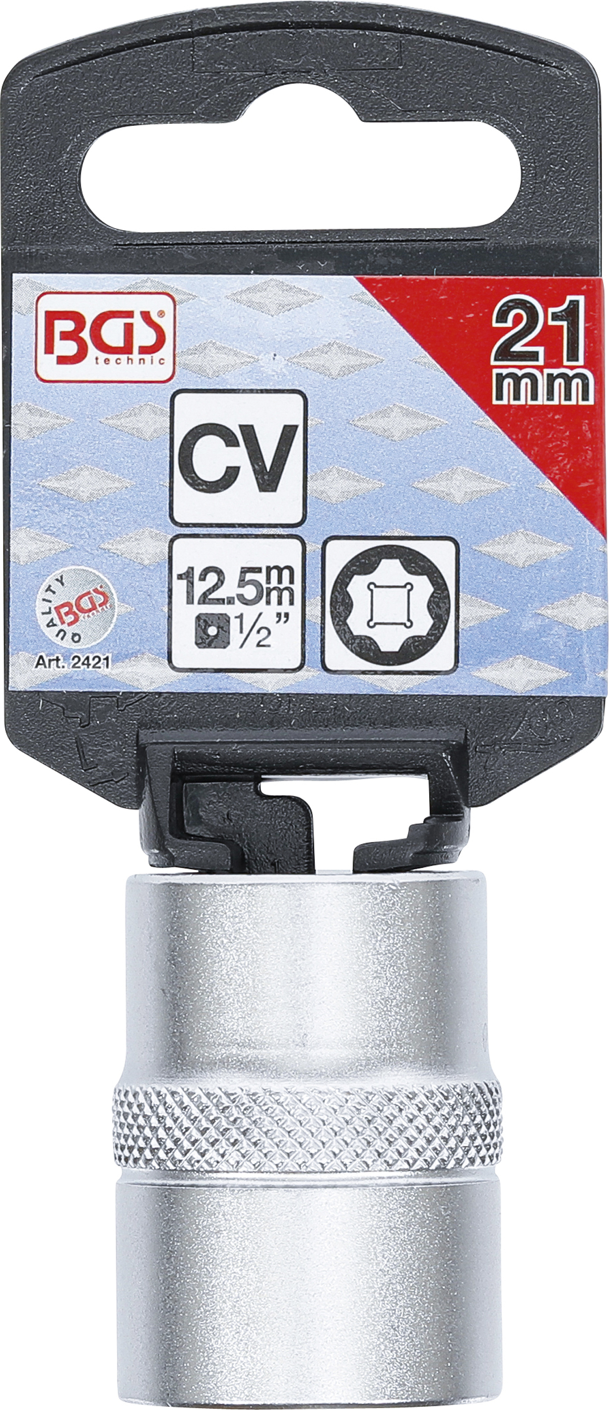 BGS Steckschlüssel-Einsatz Super Lock | Antrieb Innenvierkant 12,5 mm (1/2") | SW 21 mm