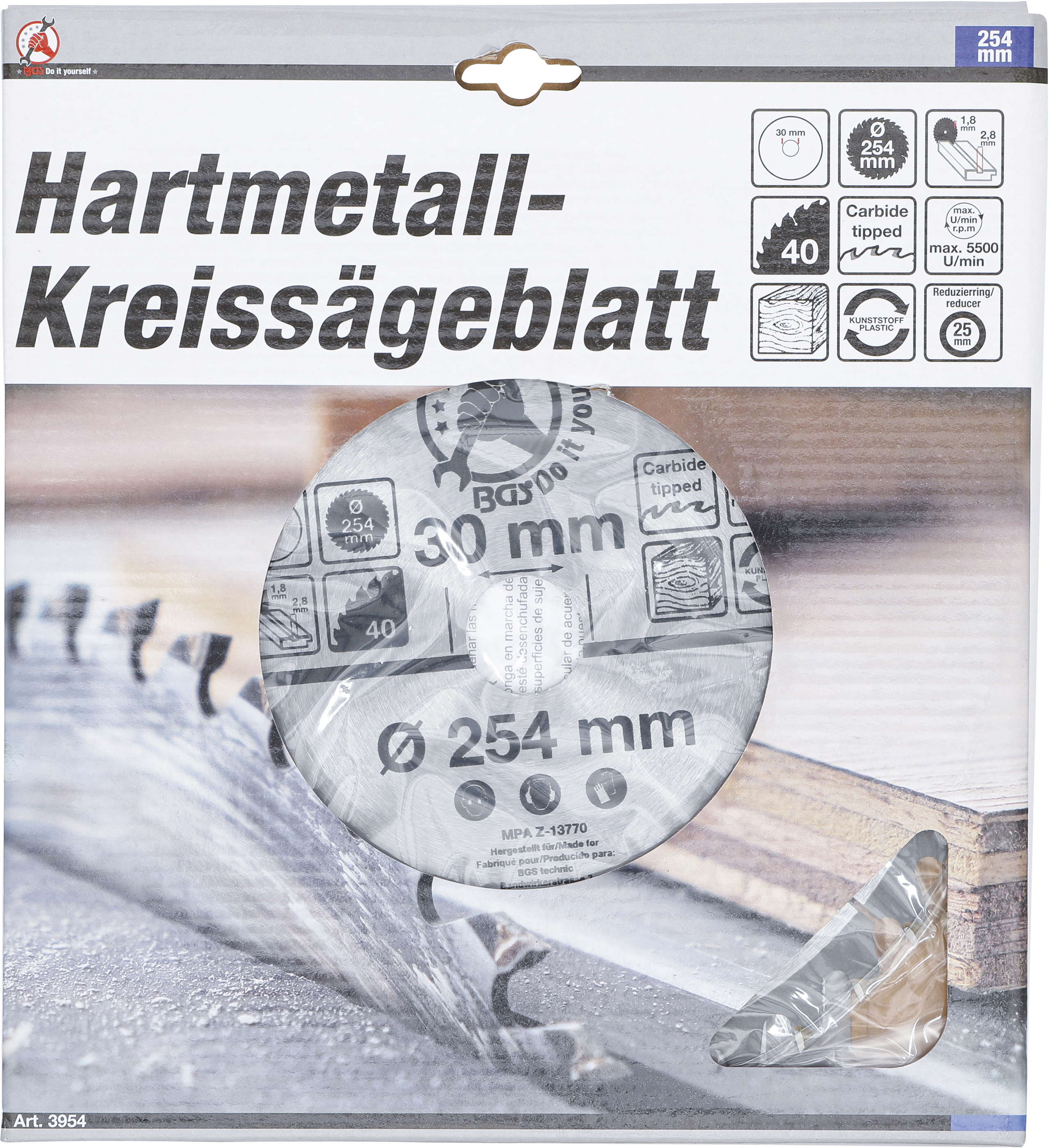 BGS Hartmetall-Kreissägeblatt | Ø 254 x 30 x 3,2 mm | 40 Zähne