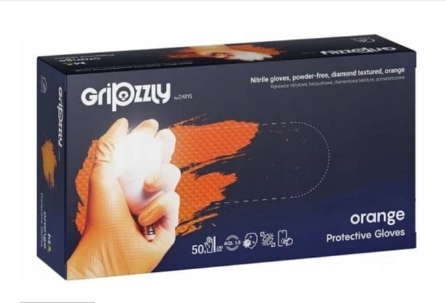 Gripzzly Nitrilhandschuhe Orange Gr. L 50 Stk Box