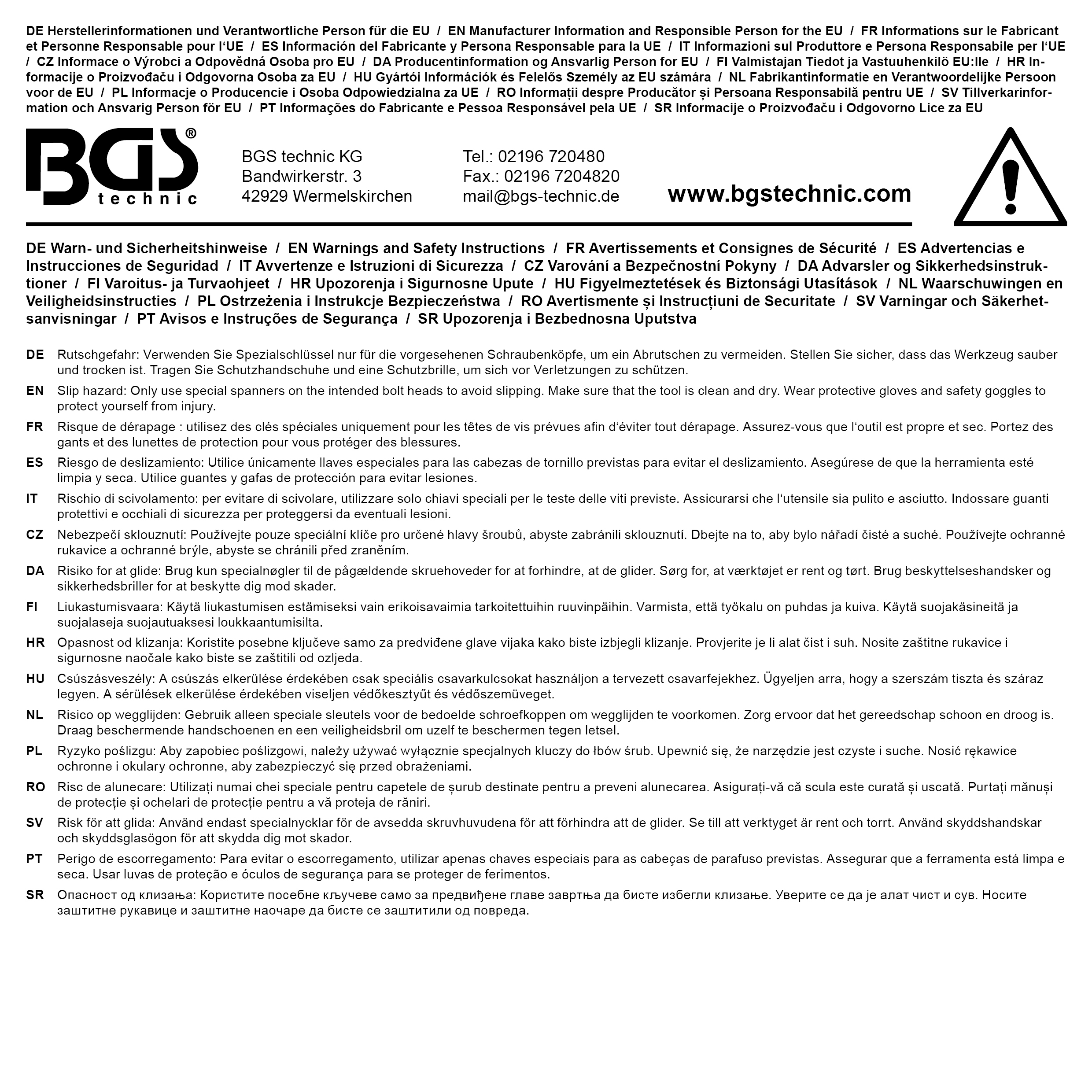 BGS Spezialschlüssel | 8-in-1 | Abtrieb Sechskant SW 12 - 19 mm