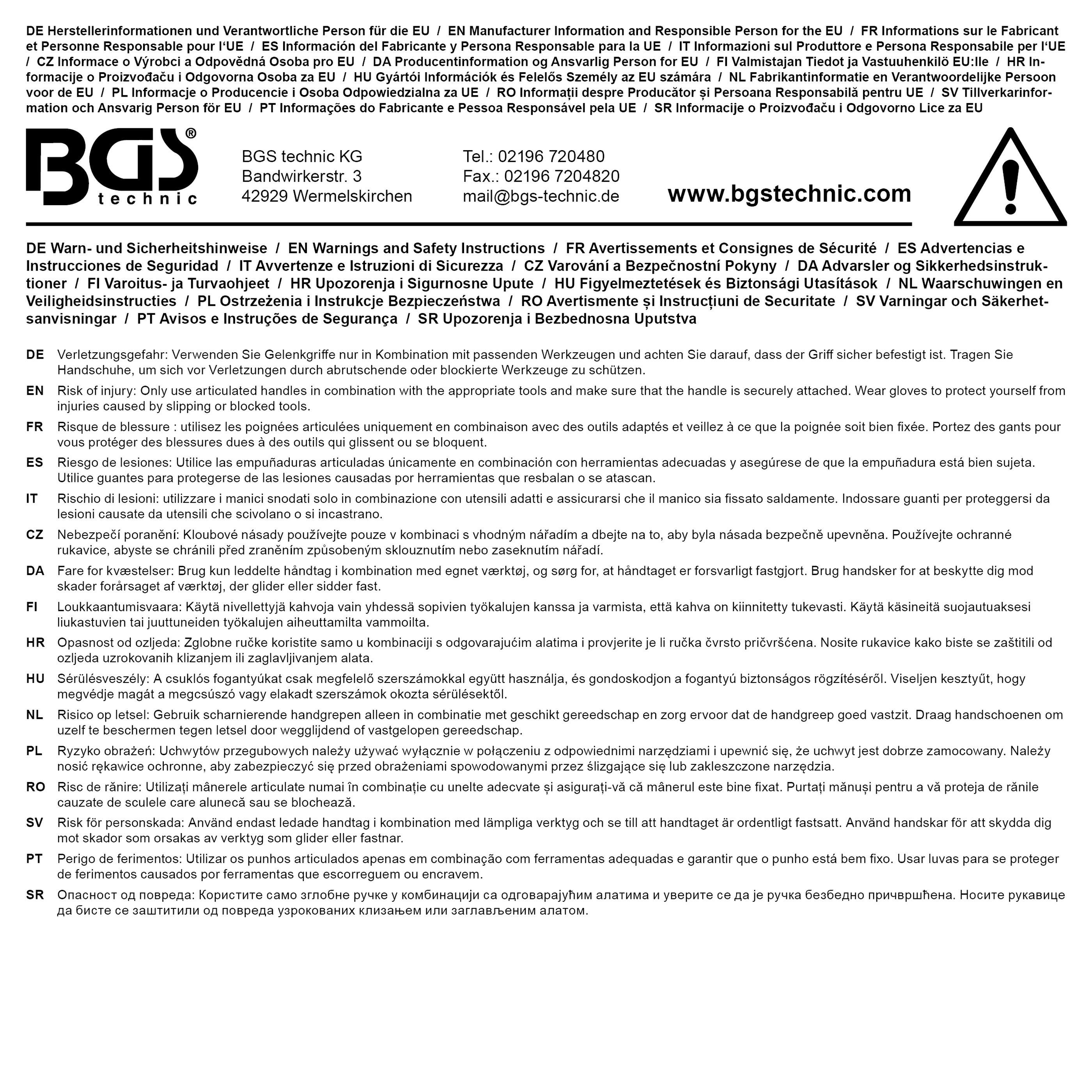 BGS Reparatursatz für Gelenkgriff | für Art. 283