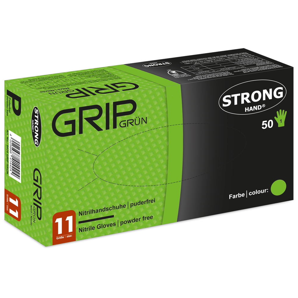 Stronghand Nitrilhandschuhe GRIP Grün 50 Stk Box