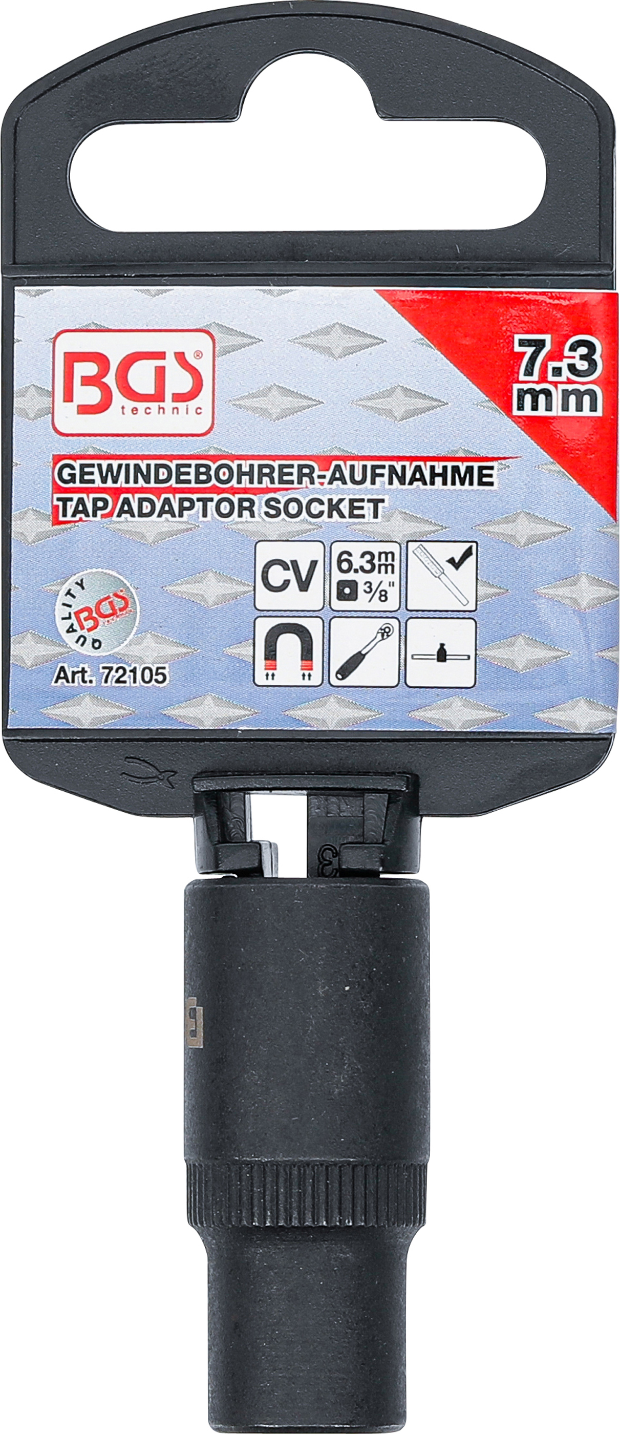 BGS Gewindebohrer-Aufnahme-Steckschlüssel-Einsatz | 10 mm (3/8") | 7,3 mm