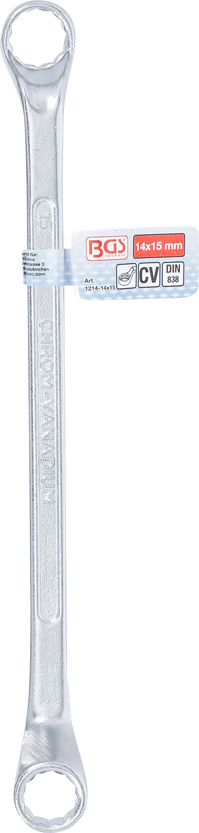 BGS Doppel-Ringschlüssel, gekröpft | SW 14 x 15 mm