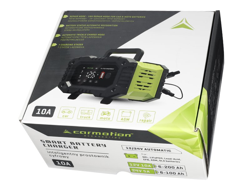 Carmotion Batterieladegerät Digital 10A bis 200Ah Starterbatterien