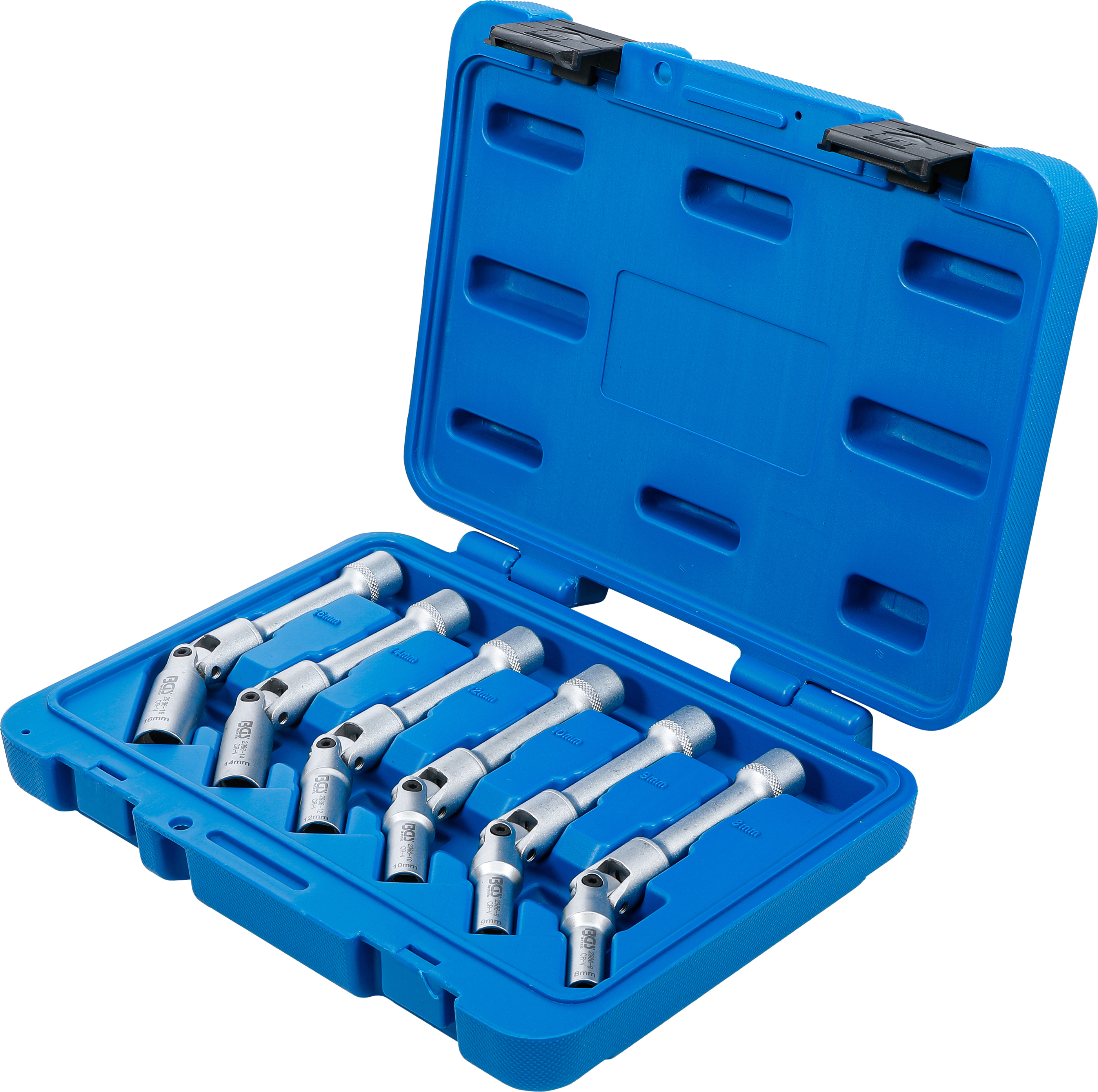 BGS Universal Glühkerzen-Gelenkschlüssel-Satz, Sechskant | Antrieb Innenvierkant 10 mm (3/8") | SW 8 - 16 mm | 6-tlg.