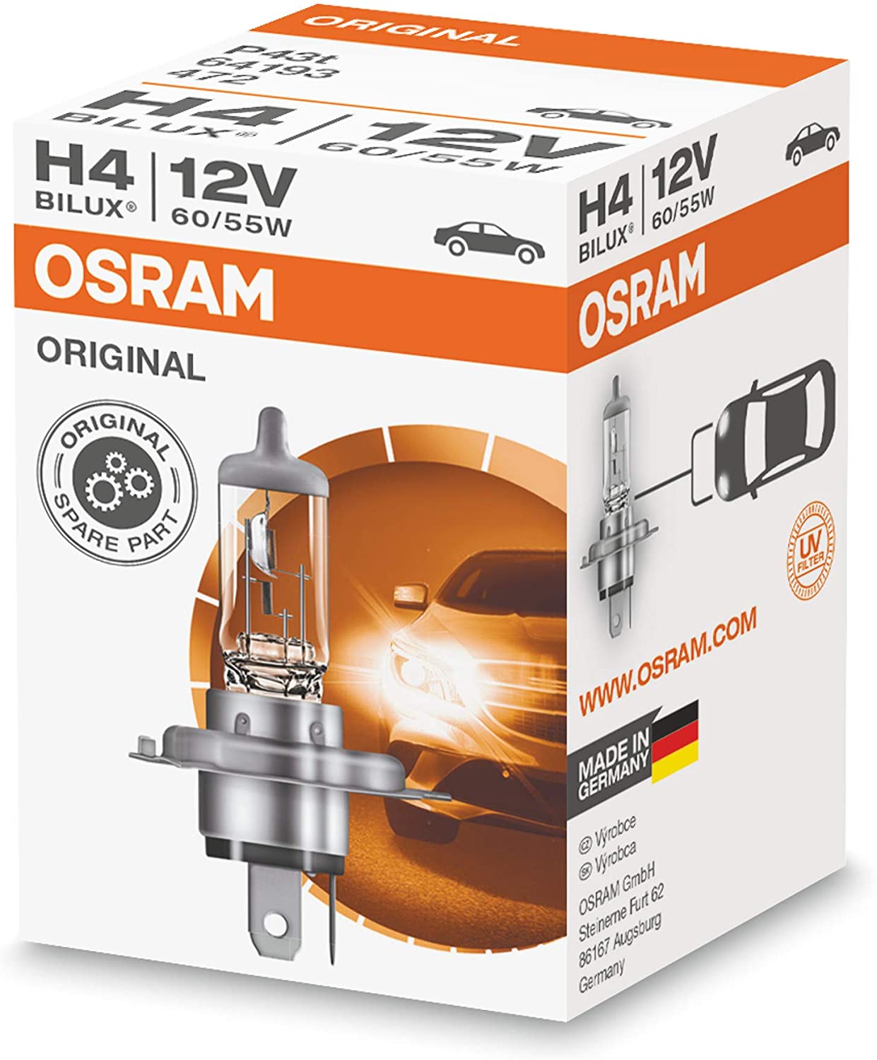 Osram H4 Original 64193 P43T 12V 60/55W Autolampe Halogen Scheinwerfer