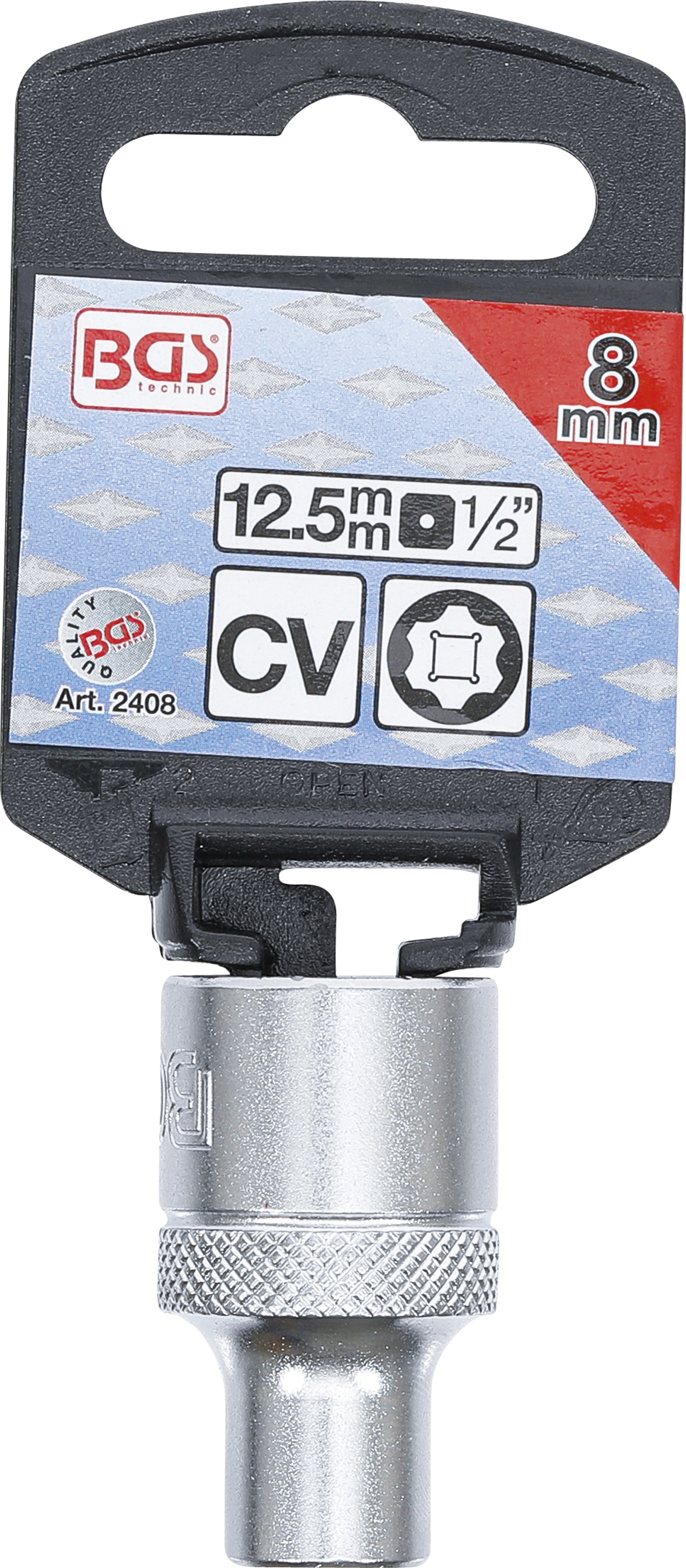 BGS Steckschlüssel-Einsatz Super Lock | Antrieb Innenvierkant 12,5 mm (1/2") | SW 8 mm