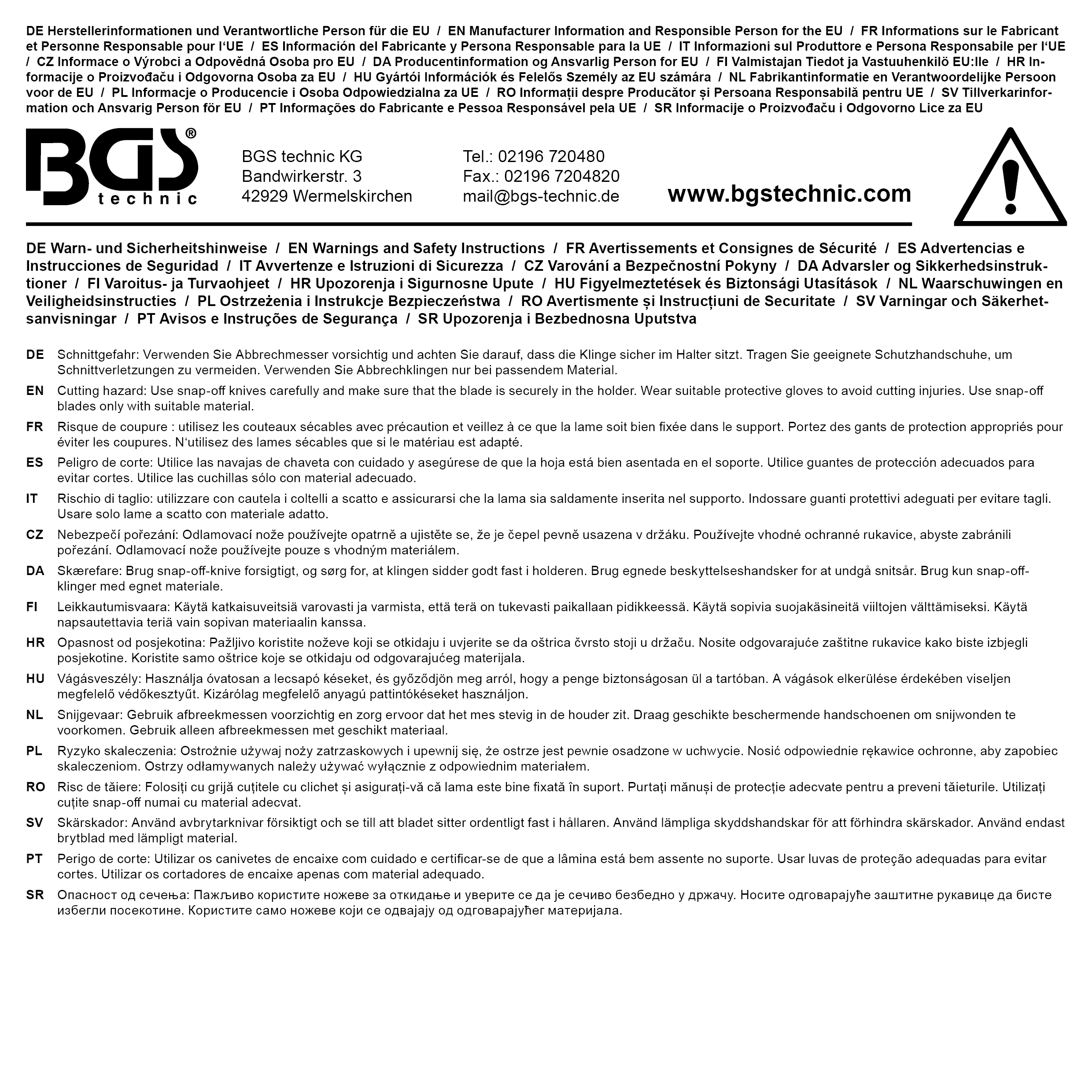 BGS Sicherheits-Kartonmesser | 140 mm