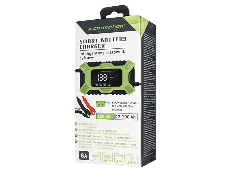 Carmotion Batterieladegerät Digital 6A bis 100Ah Starterbatterien