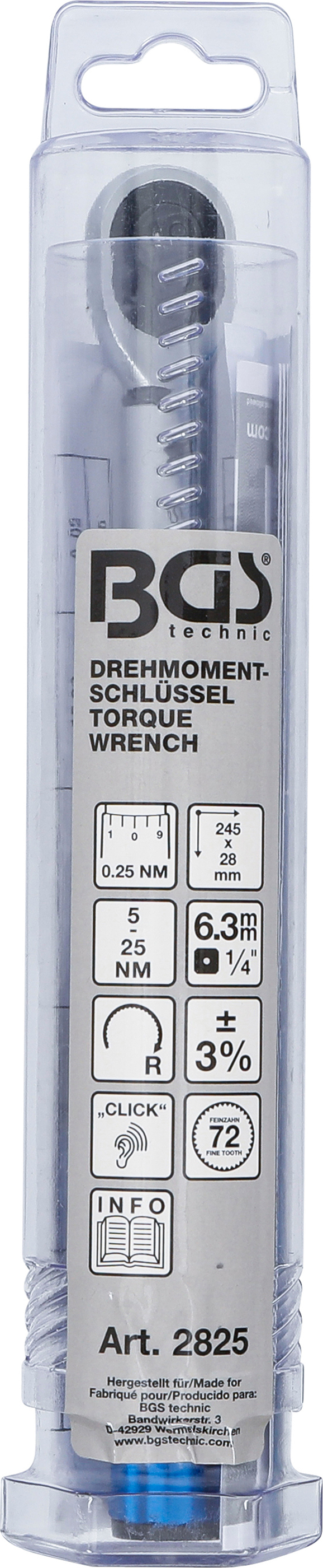 BGS Drehmomentschlüssel | Abtrieb Außenvierkant 6,3 mm (1/4") | 5 - 25 Nm