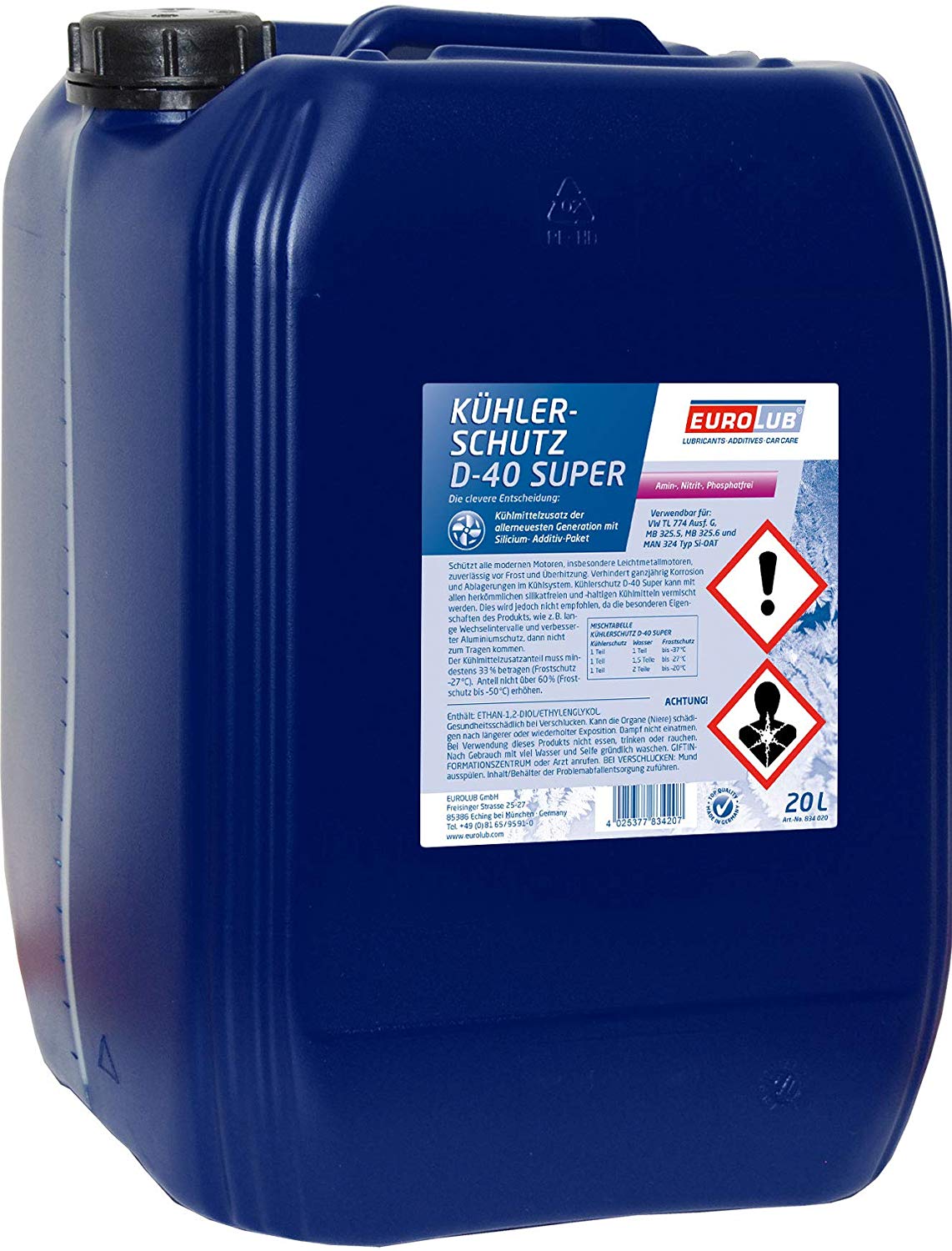 Eurolub Kühlerfrostschutz D-40 Super Konzentrat 20 Liter
