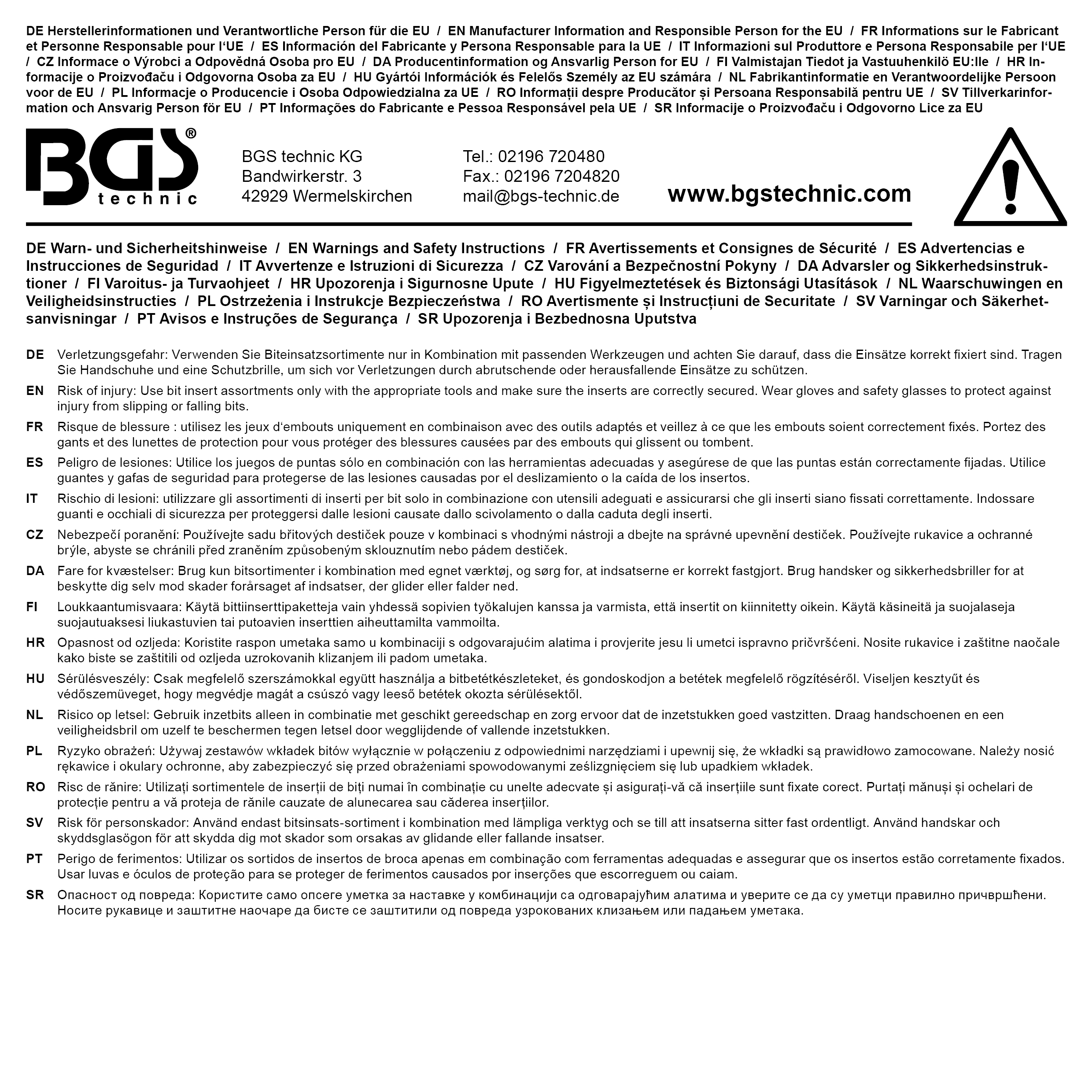 BGS Bit-/Steckschlüssel-Einsatz-Satz | mit Ratschen-T-Griff für Bits, umschaltbar | 22-tlg.