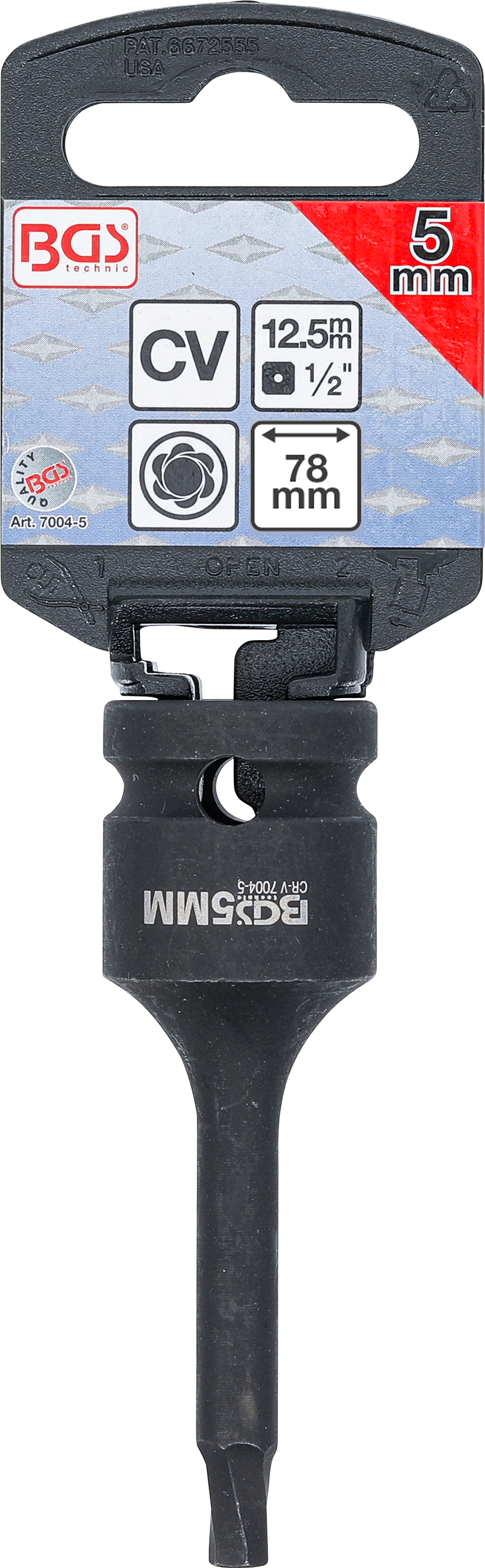 BGS Schraubenausdreher | Antrieb Innenvierkant 12,5 mm (1/2") | für defekten Innensechskant 5 mm