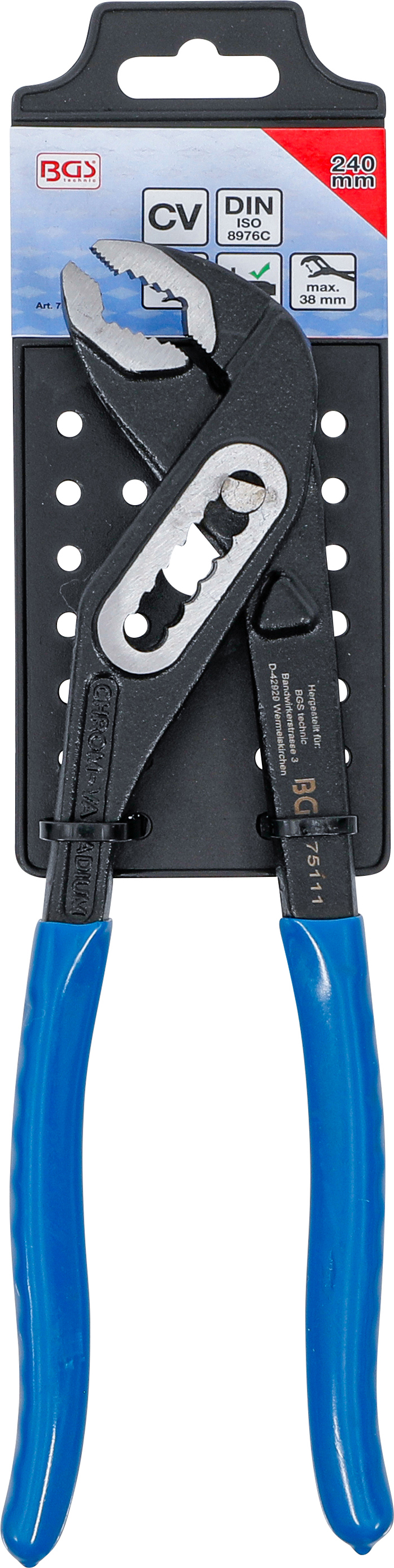 BGS Wasserpumpenzange | mit Durchsteckgewerbe | 240 mm