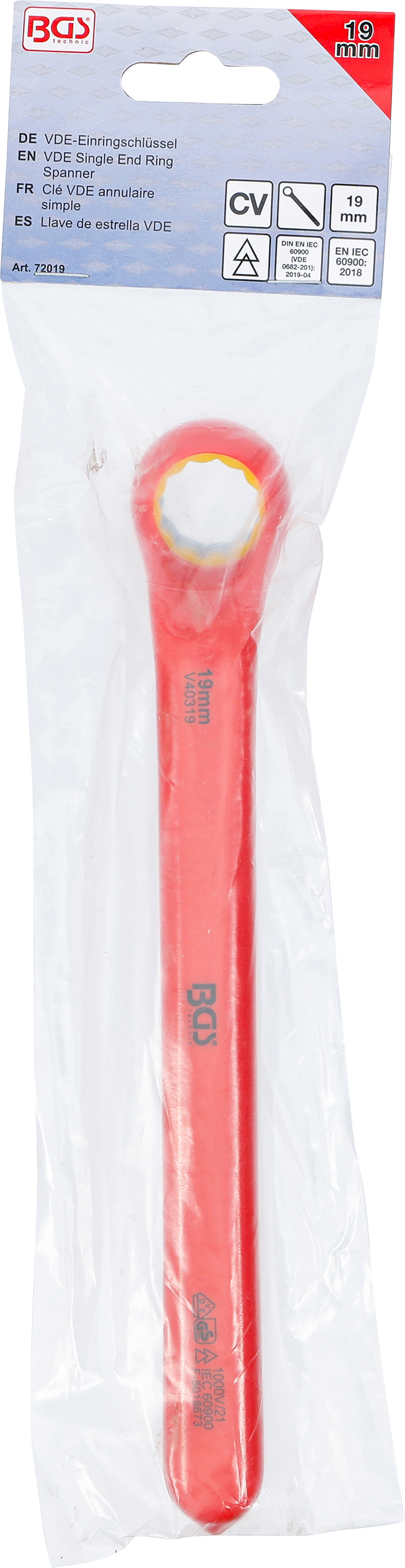 BGS VDE-Einringschlüssel | tief gekröpft | SW 19 mm