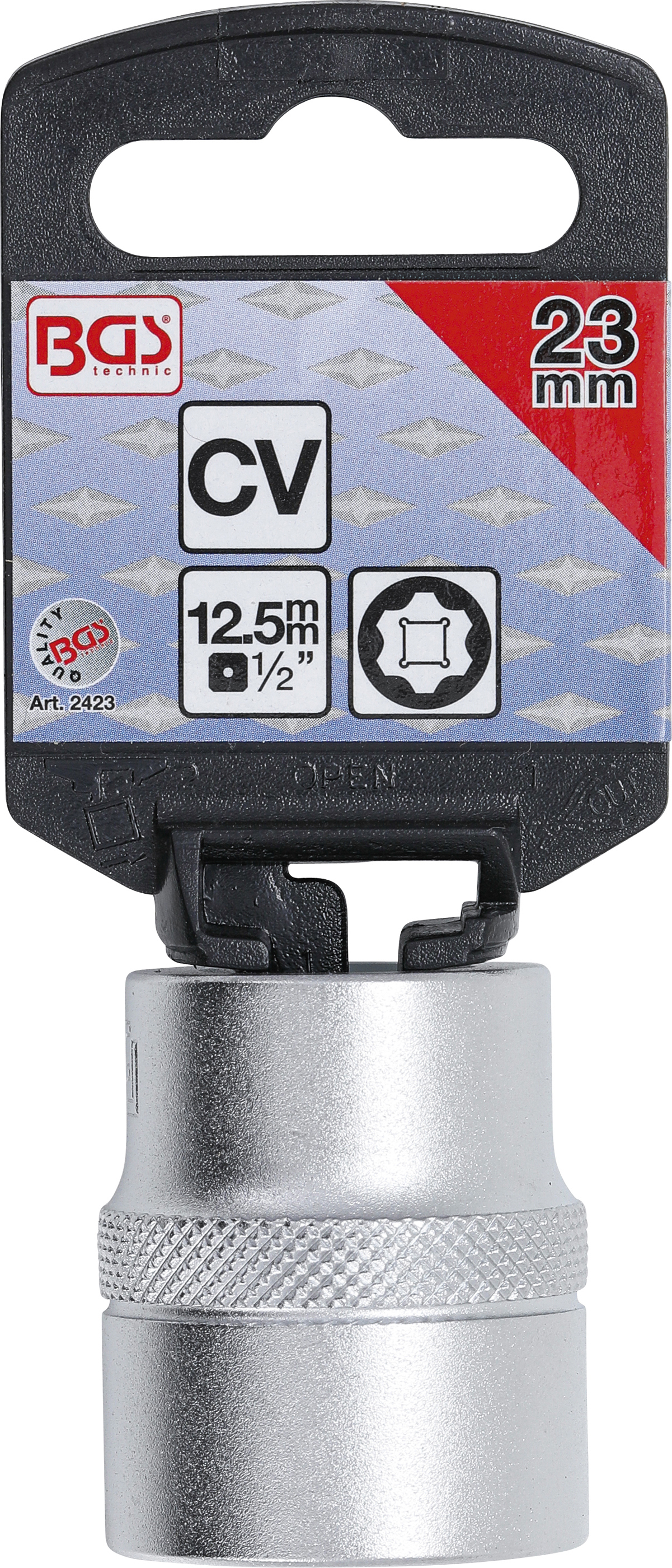 BGS Steckschlüssel-Einsatz Super Lock | Antrieb Innenvierkant 12,5 mm (1/2") | SW 23 mm