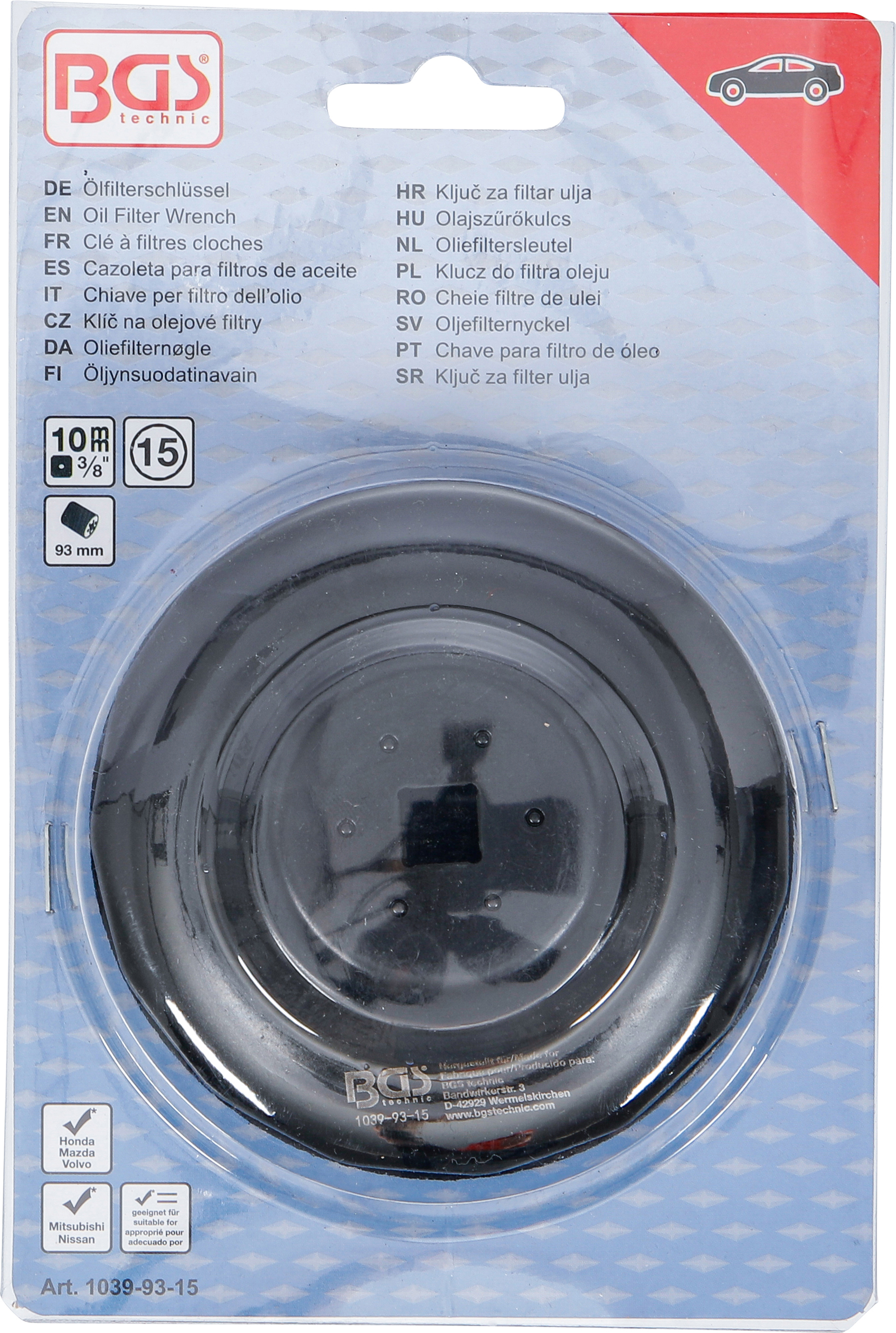 BGS Ölfilterschlüssel | 15-kant | Ø 93 mm | für Honda, Mazda, Mitsubishi, Nissan, Volvo
