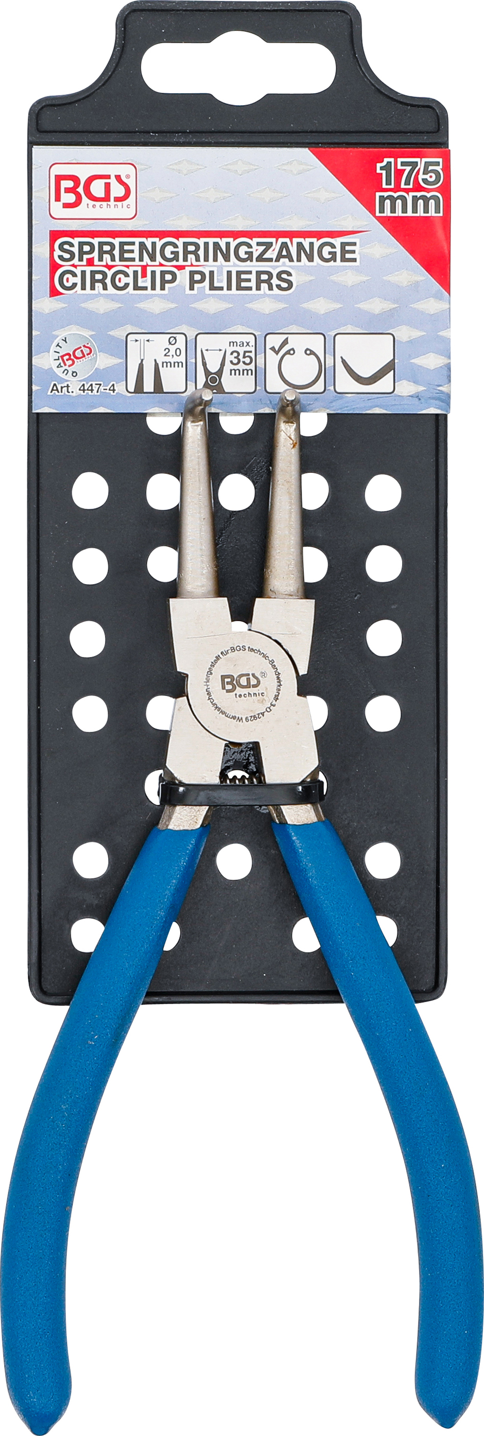 BGS Sprengringzange | abgewinkelt | für Innensprengringe | 175 mm