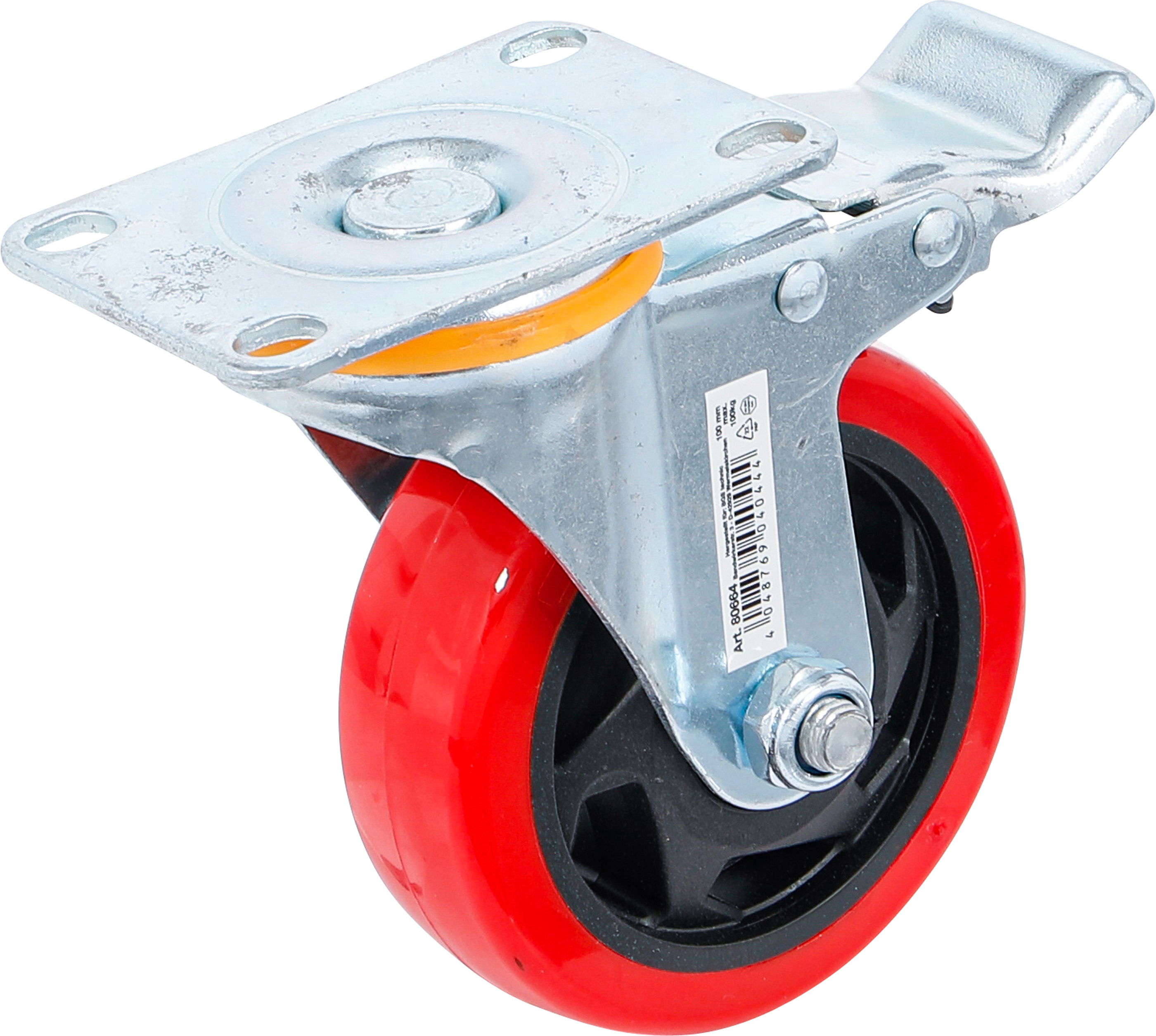 BGS Lenkrolle mit Bremse | rot/schwarz | Ø 100 mm