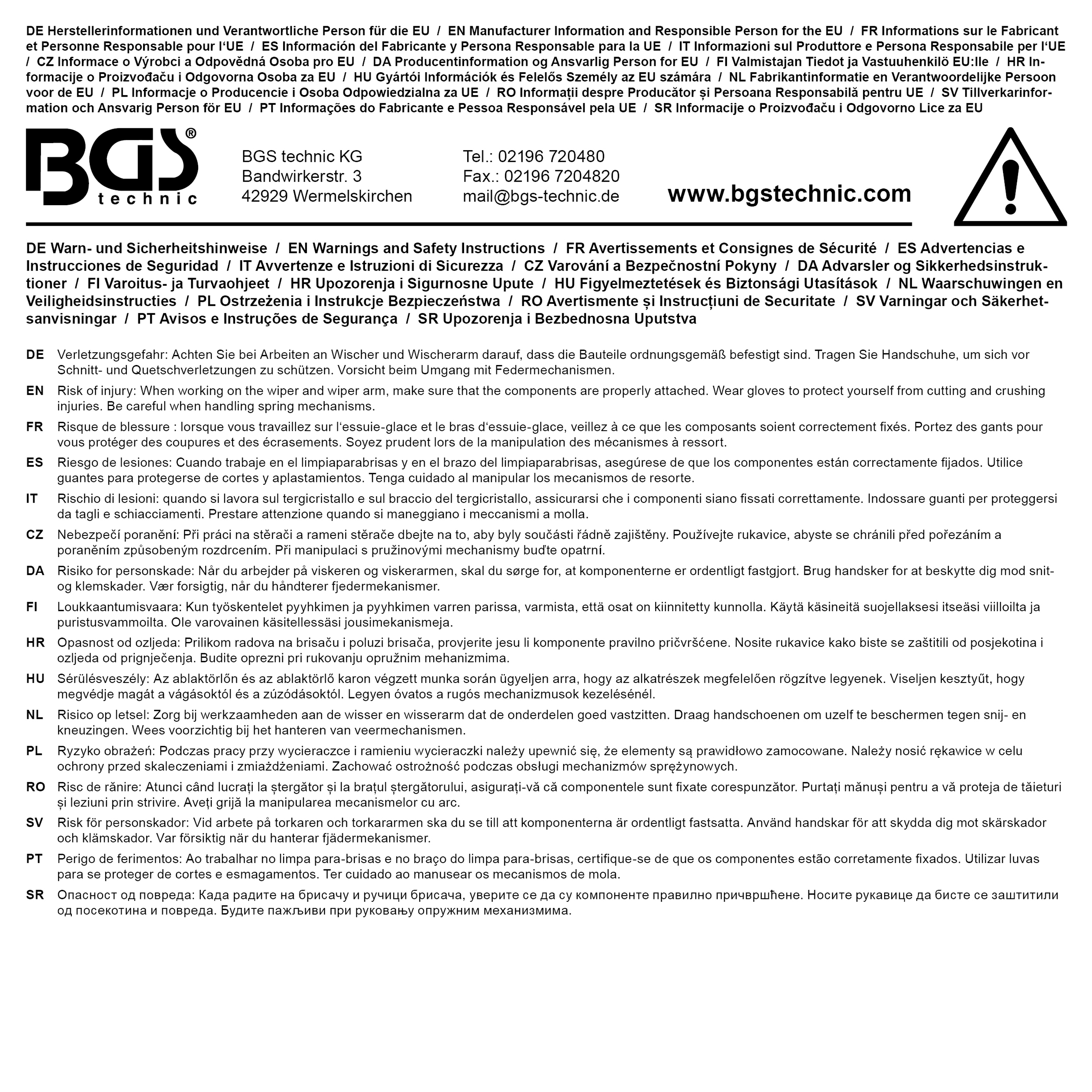 BGS Scheibenwischer-Einstellgerät