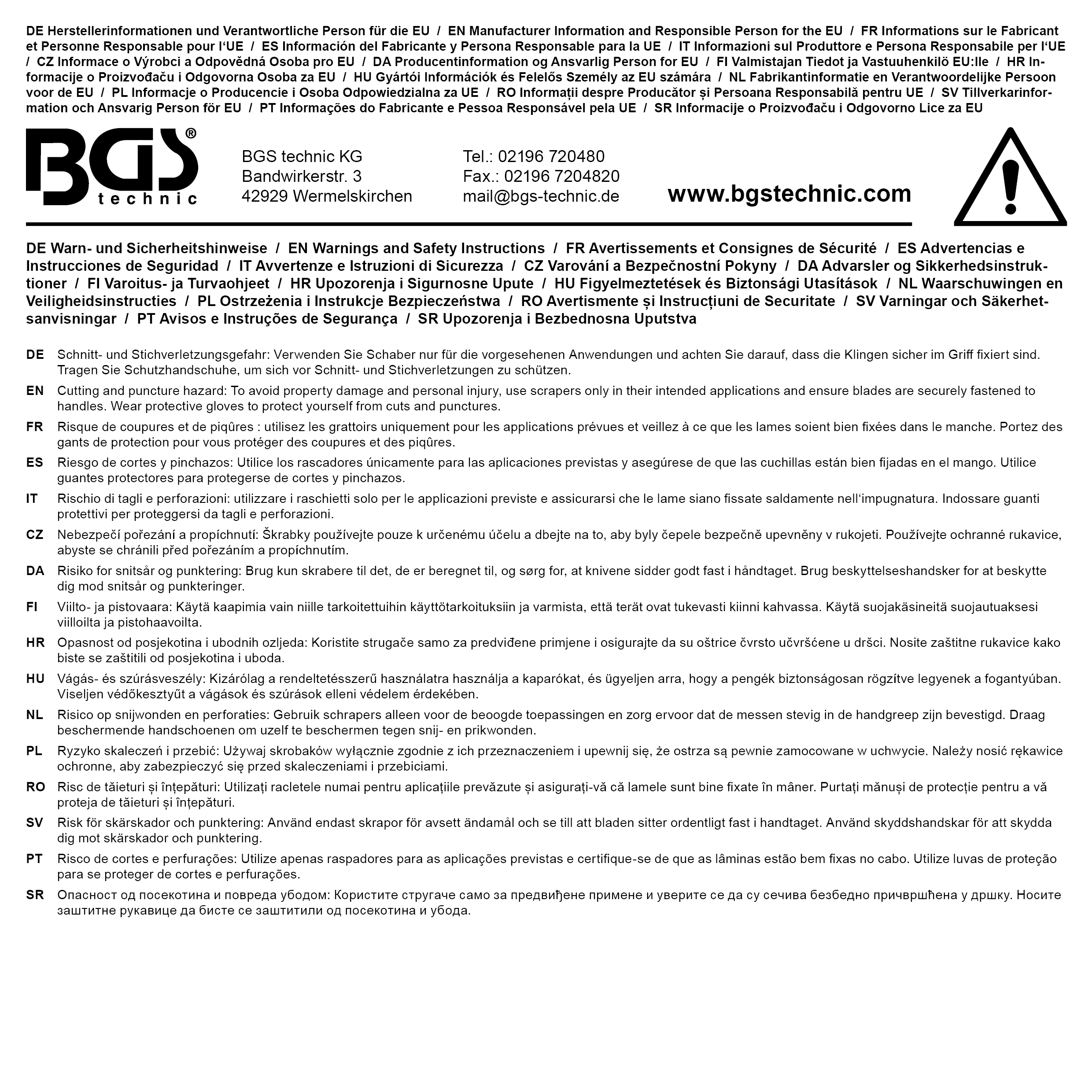BGS Schaber | rostfrei | schwerer 2-Komponenten-Gummigriff mit Loch