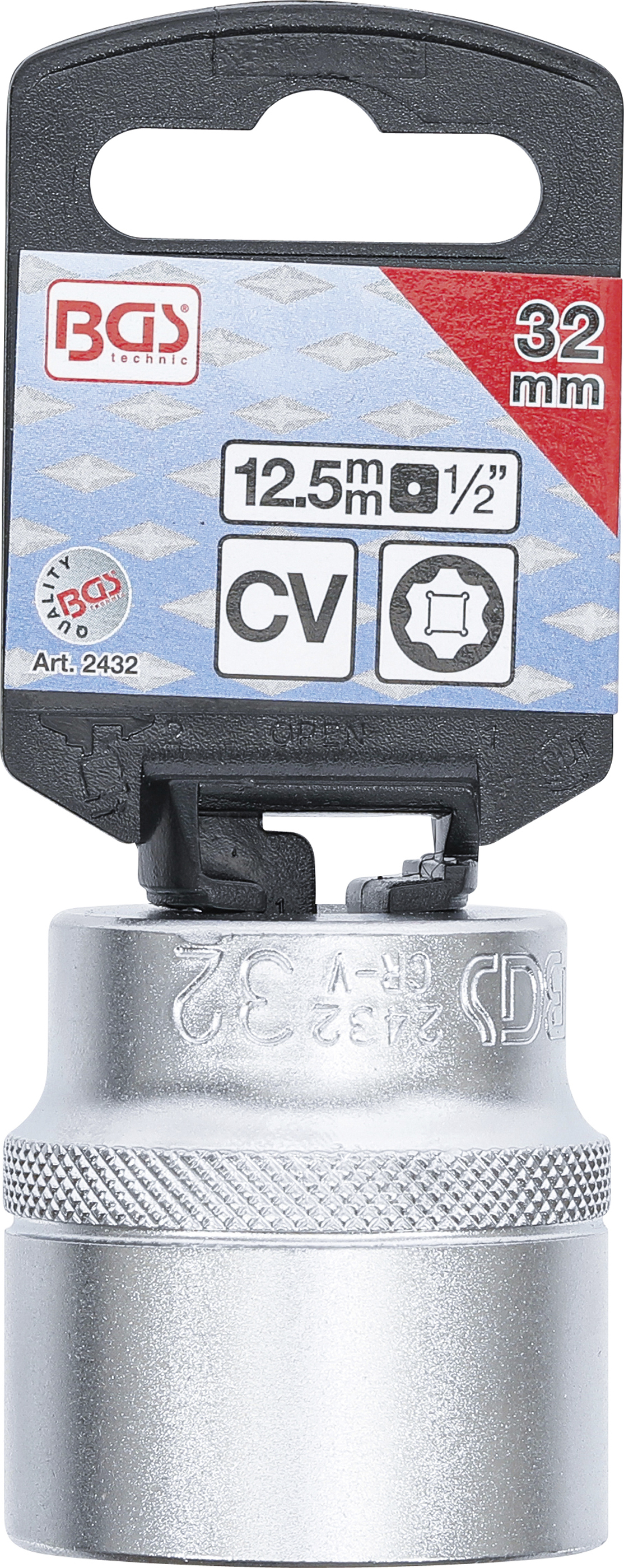 BGS Steckschlüssel-Einsatz Super Lock | Antrieb Innenvierkant 12,5 mm (1/2") | SW 32 mm