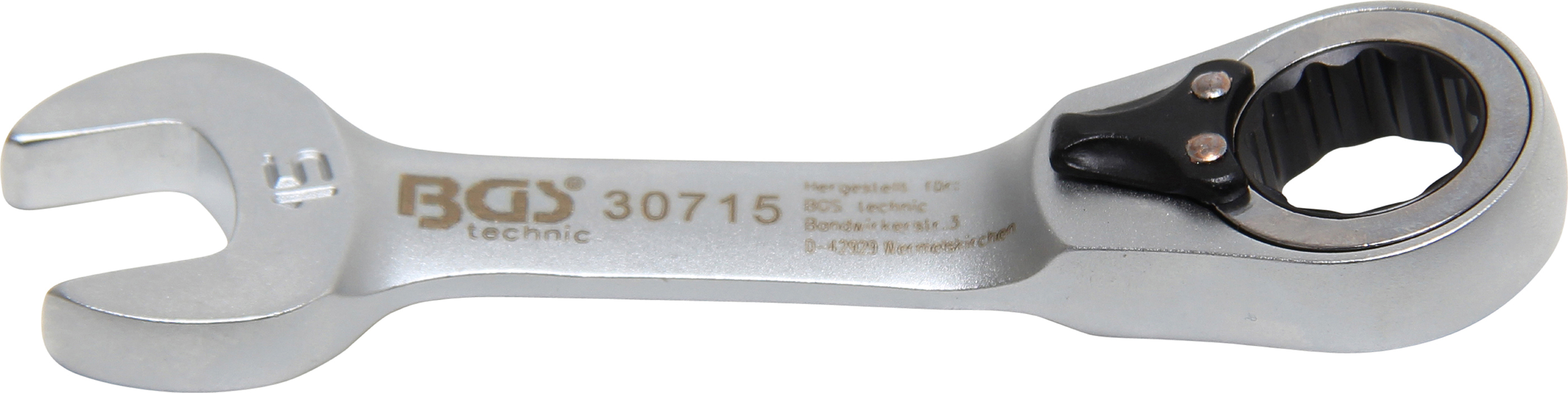 BGS Ratschenring-Maulschlüssel | kurz | umschaltbar | SW 15 mm