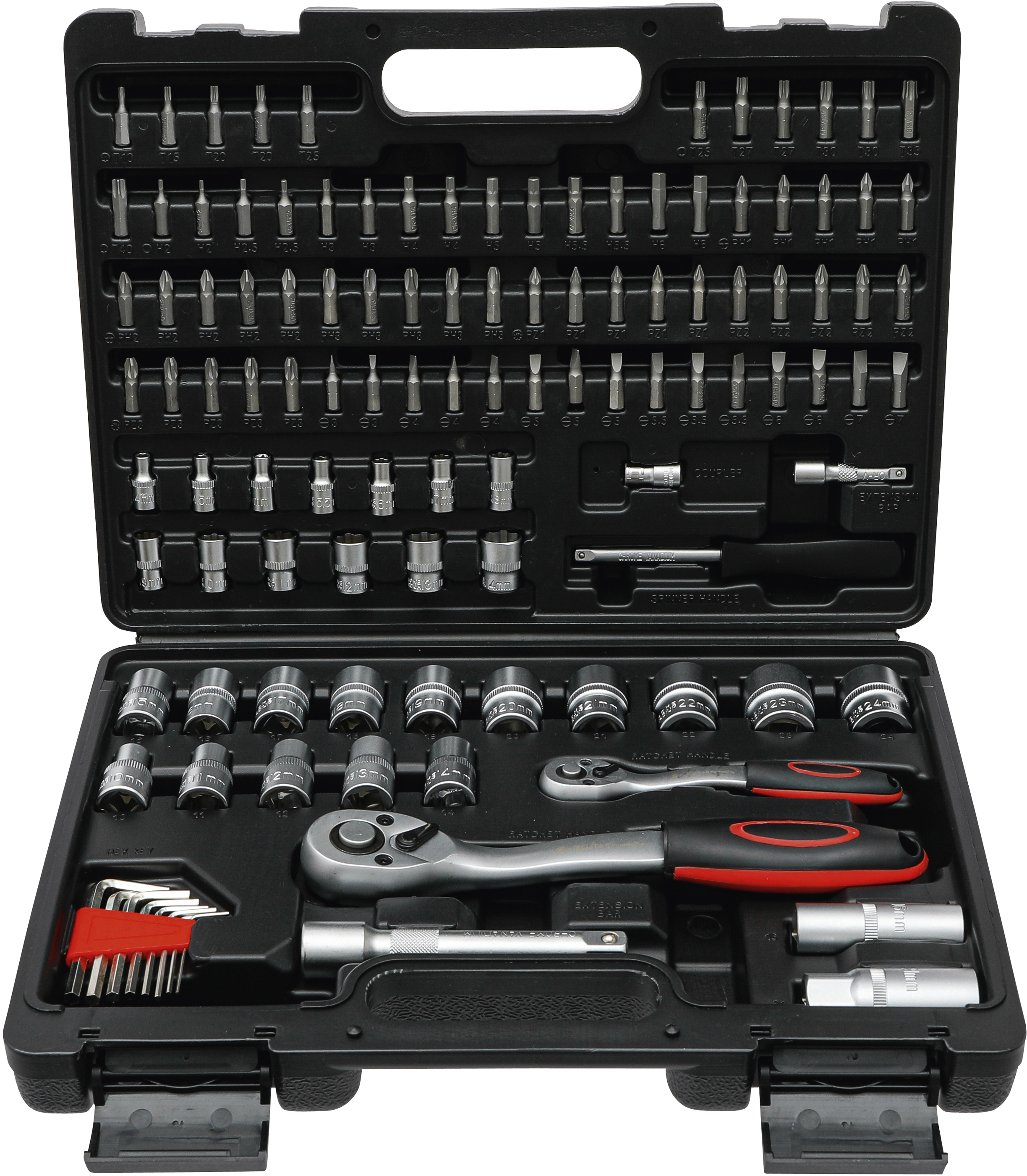 BGS Steckschlüssel-Satz Wellenprofil | Antrieb 6,3 mm (1/4") / 12,5 mm (1/2") | 115-tlg.