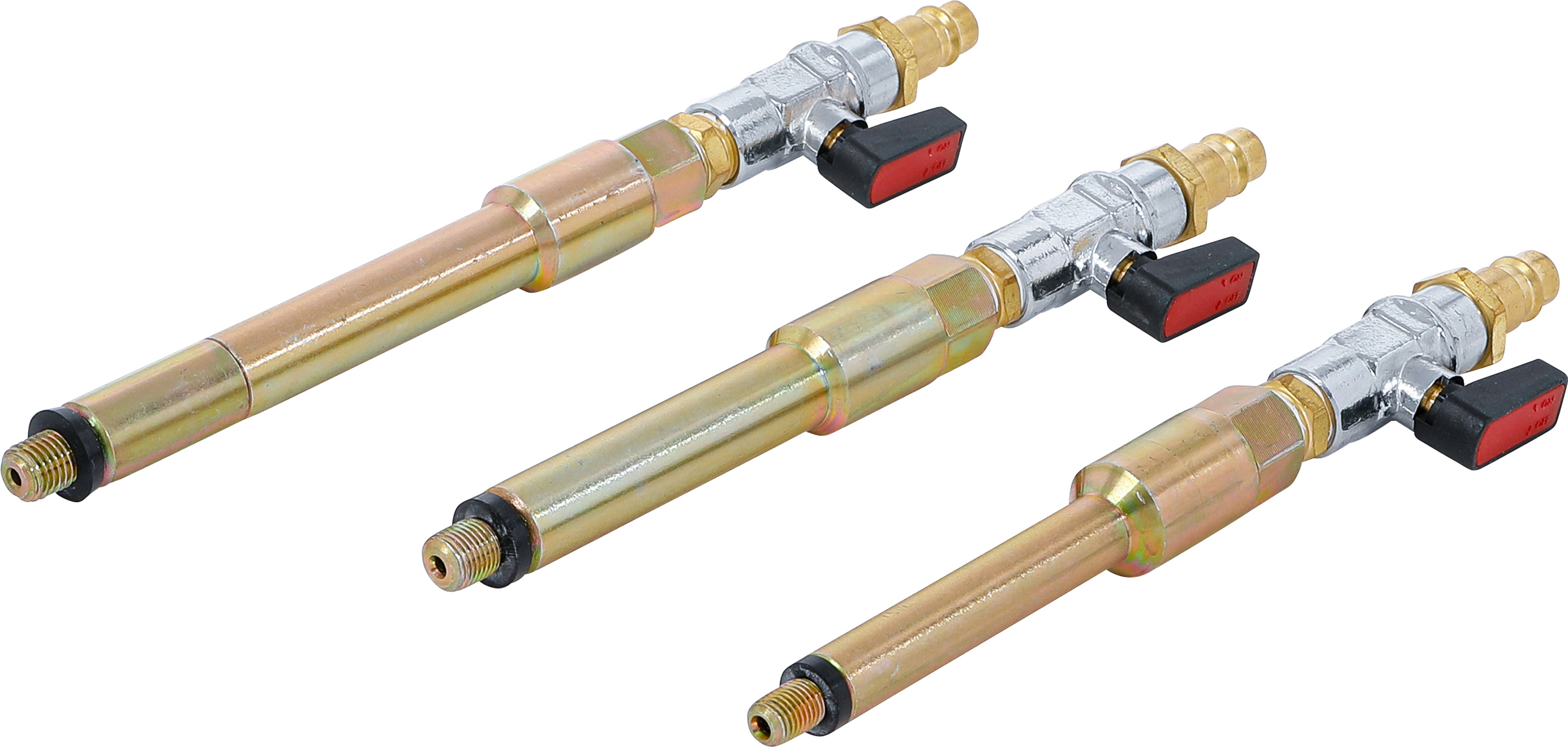 BGS Druckluftadapter-Satz für Glühkerzenbohrungen | M8 x 1,0 - M10 x 1,0 - M10 x 1,25 | 3-tlg.