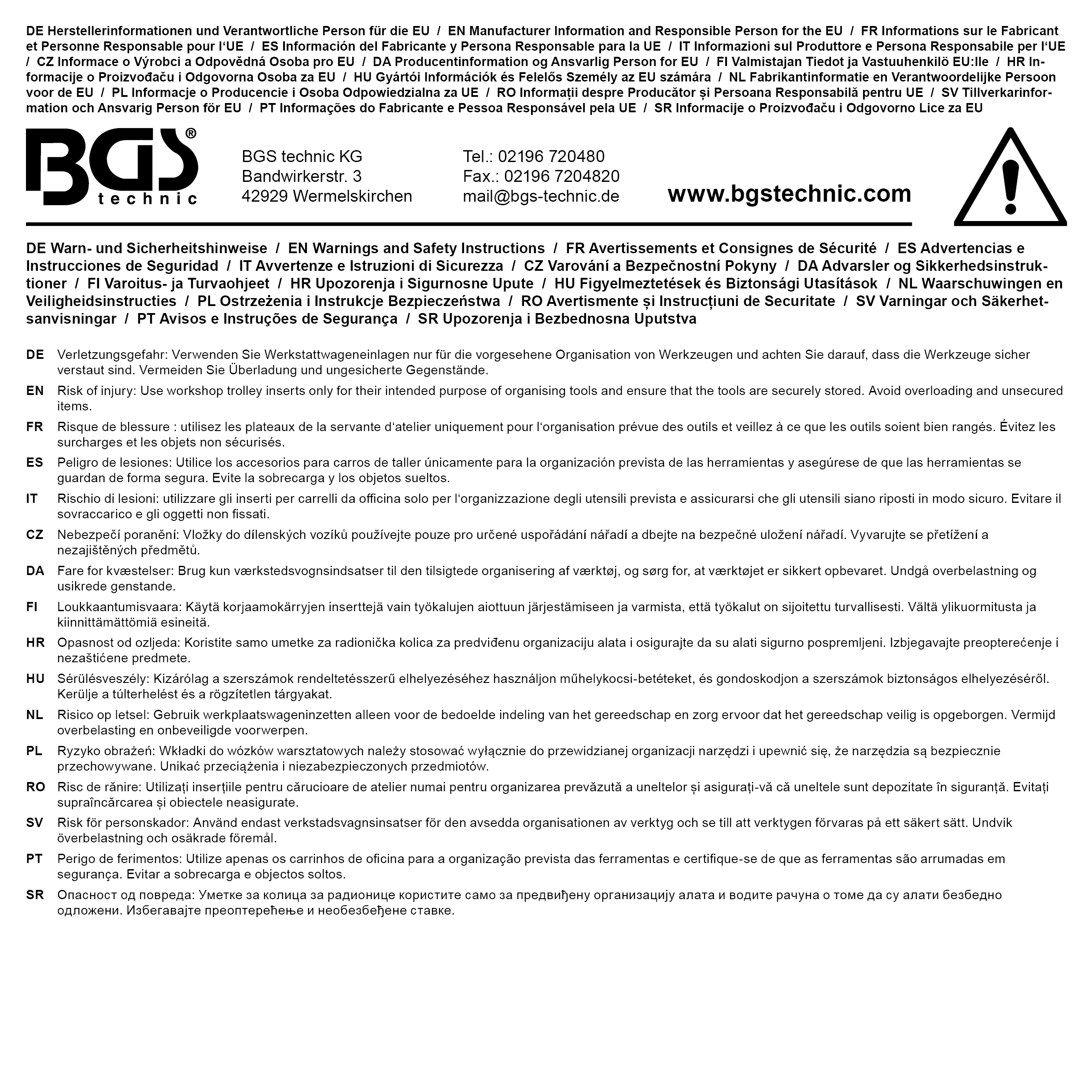 BGS Werkstattwageneinlage 1/3 | leer | für Art. 4056