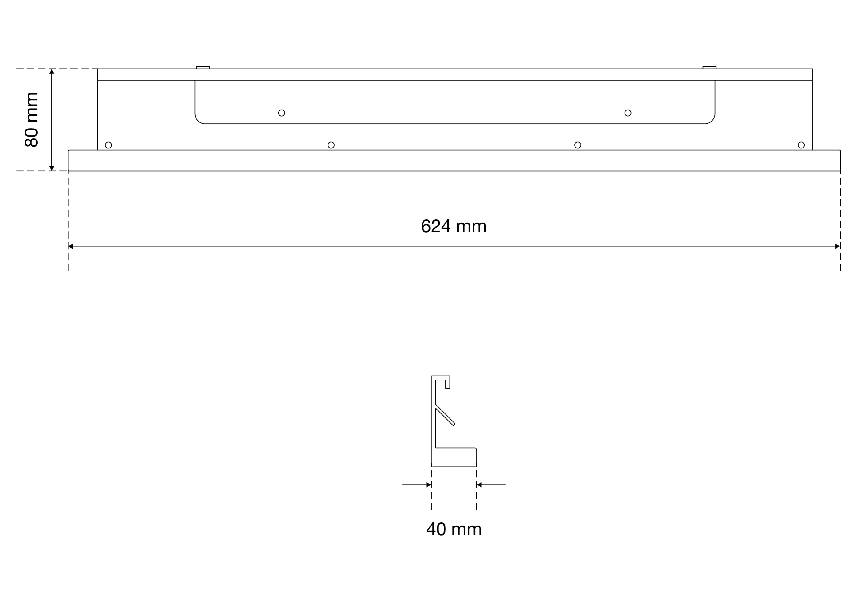 BGS Beleuchtungsabdeckung | für LED-Elemente | Eckelement | 624 mm