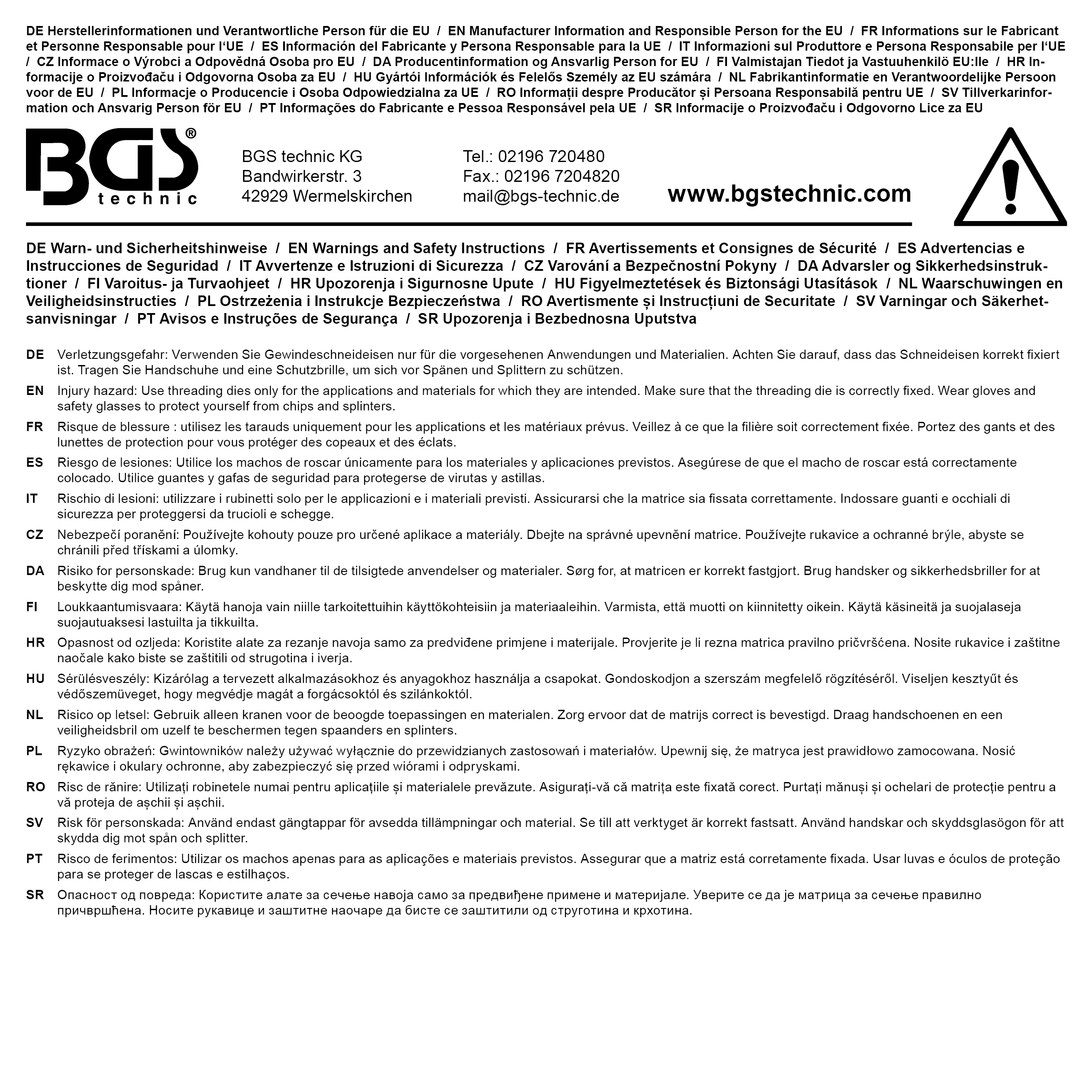 BGS Gewindeschneideisen | M14 x 1,5 x 30 mm