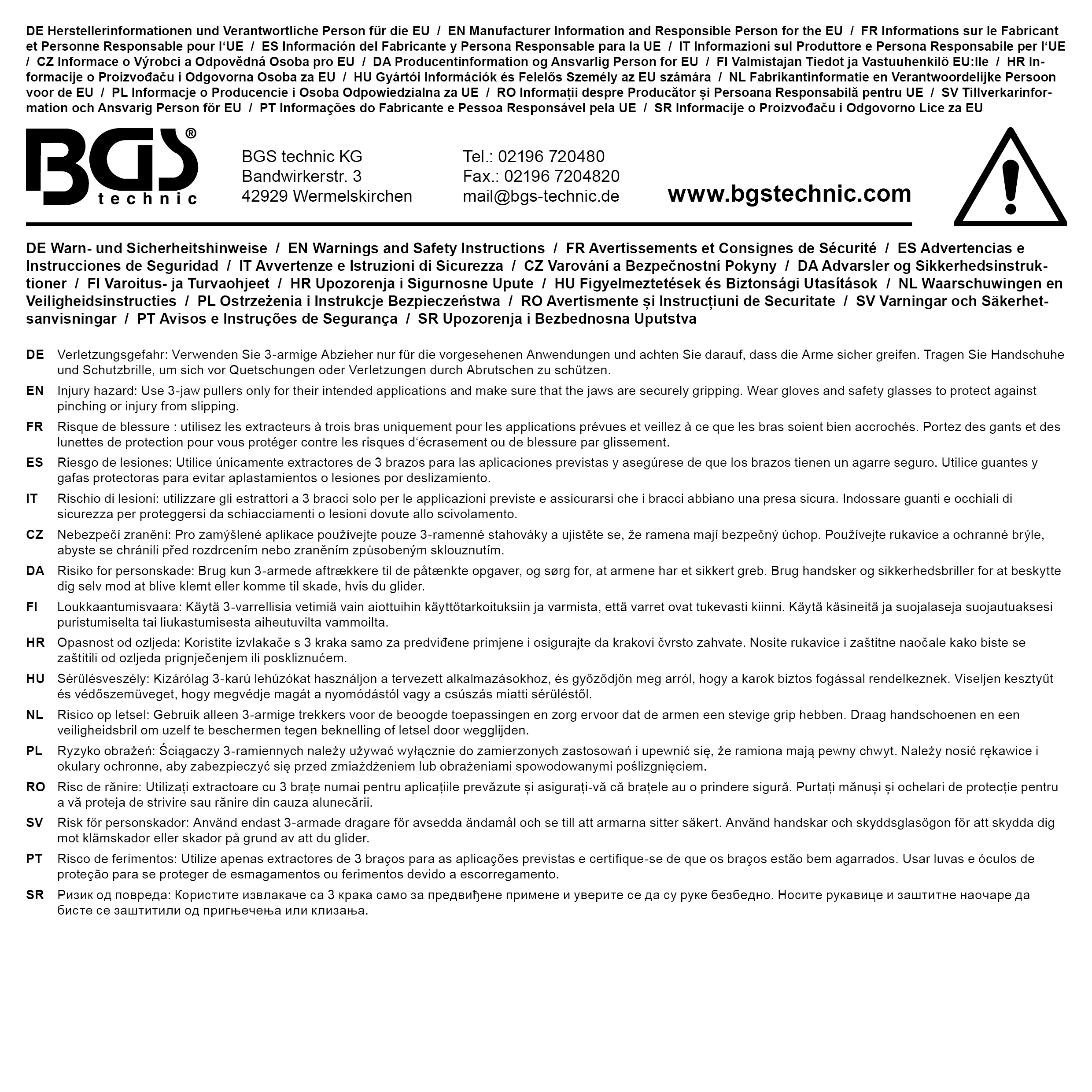 BGS Parallel-Abzieher, 3-armig | 40 - 120 mm