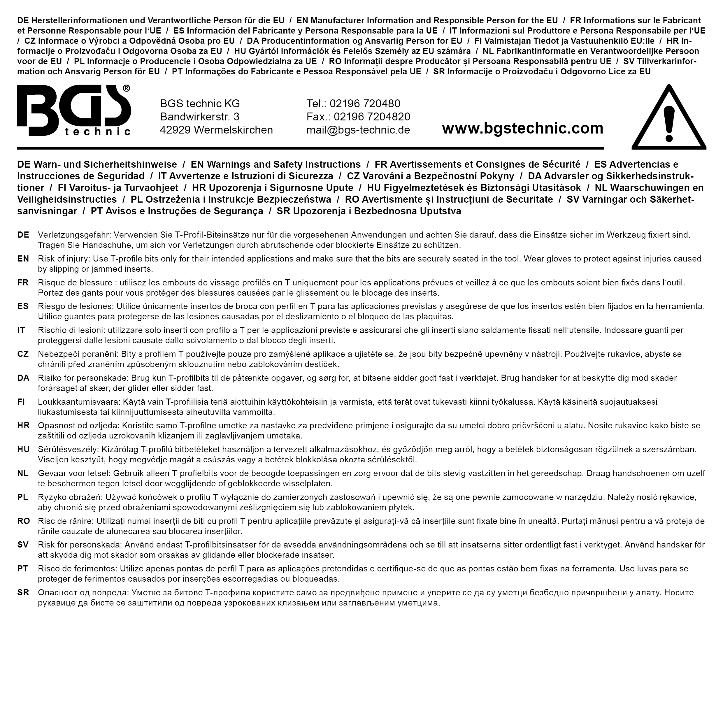 BGS Bit-Einsatz-Satz | extra kurz | T-Profil (für Torx) T8 - T60 | 12-tlg.