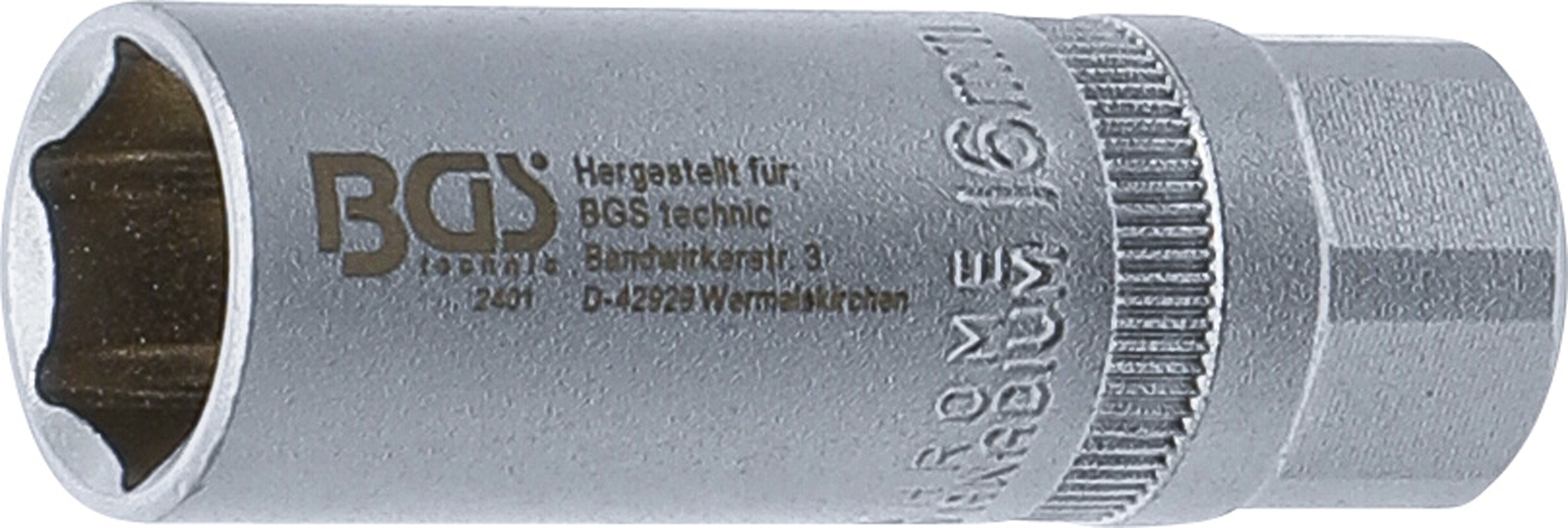 BGS Zündkerzen-Einsatz Sechskant | Antrieb Innenvierkant 12,5 mm (1/2") | SW 16 mm