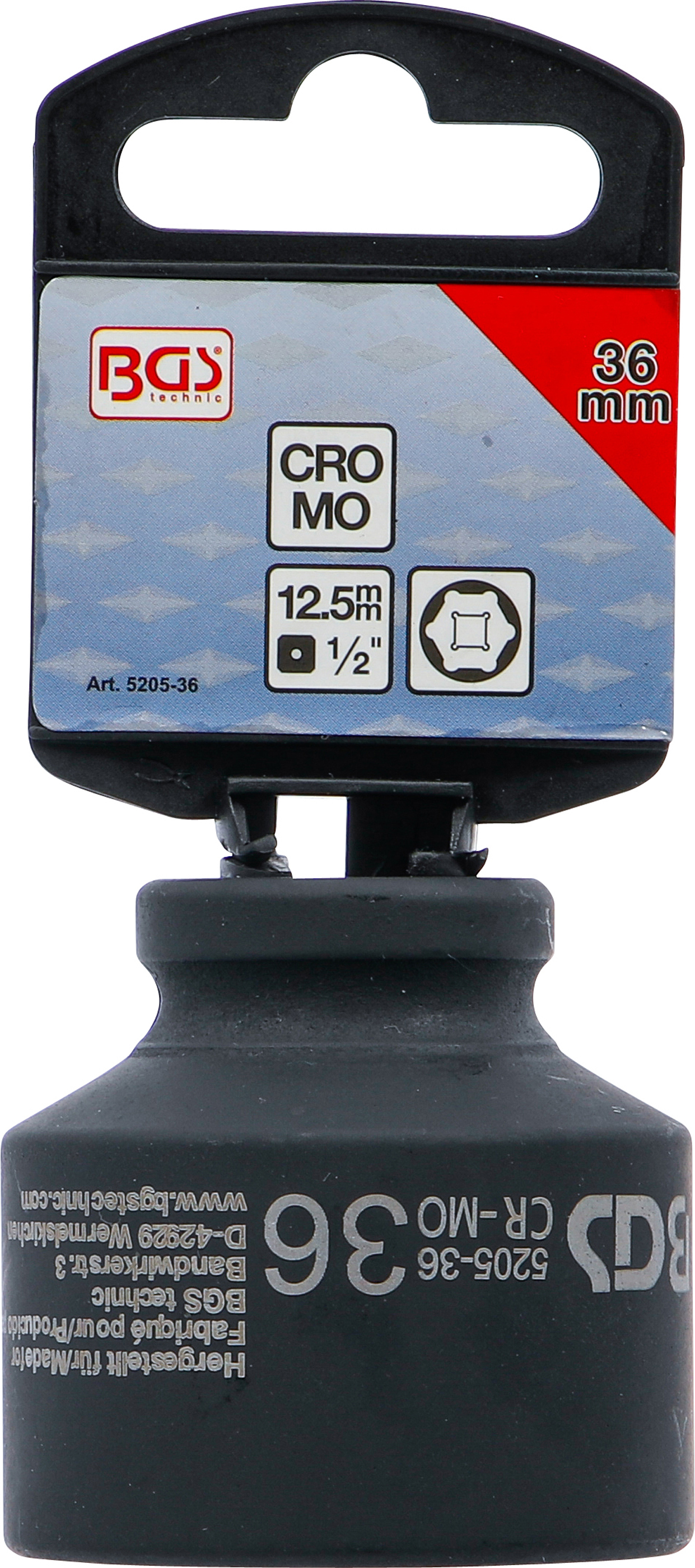 BGS Kraft-Steckschlüssel-Einsatz Sechskant | Antrieb Innenvierkant 12,5 mm (1/2") | SW 36 mm