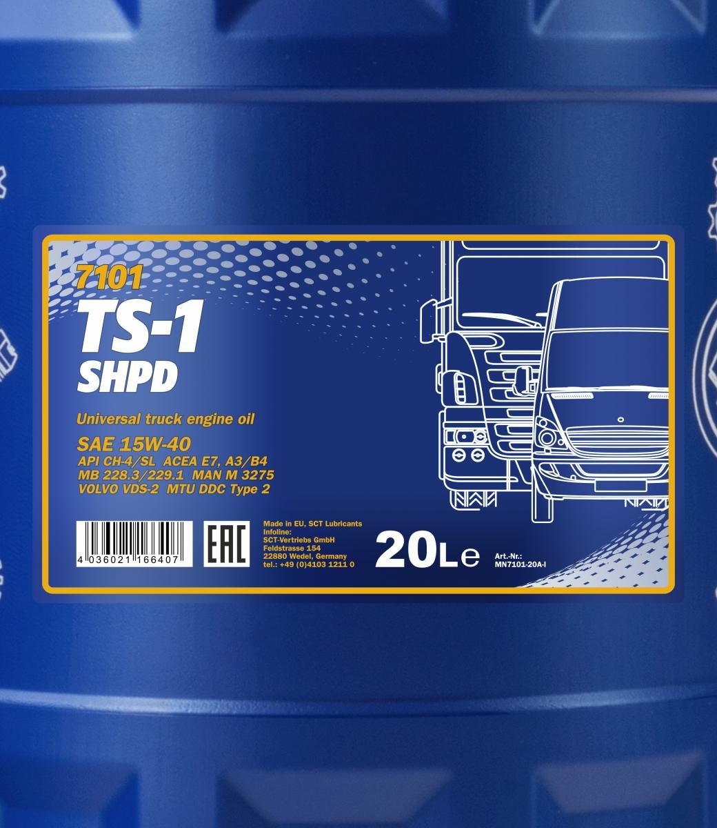 15W-40 Mannol 7101 TS-1 SHPD Motoröl 20 Liter