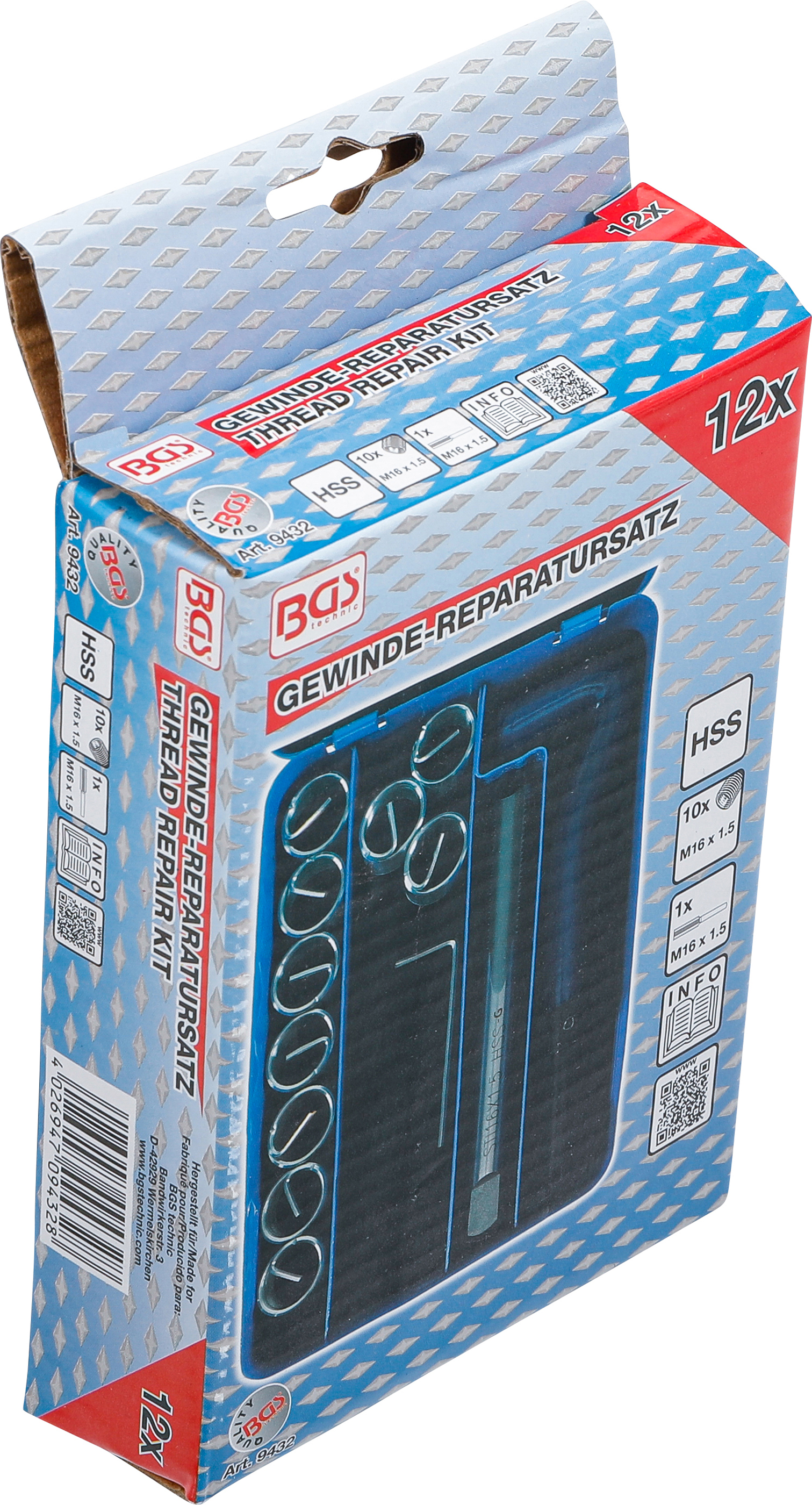 BGS Gewinde-Reparatursatz | M16 x 1.5 | 12-tlg. BGS Gewinde-Reparatursatz | M16 x 1.5 | 12-tlg.