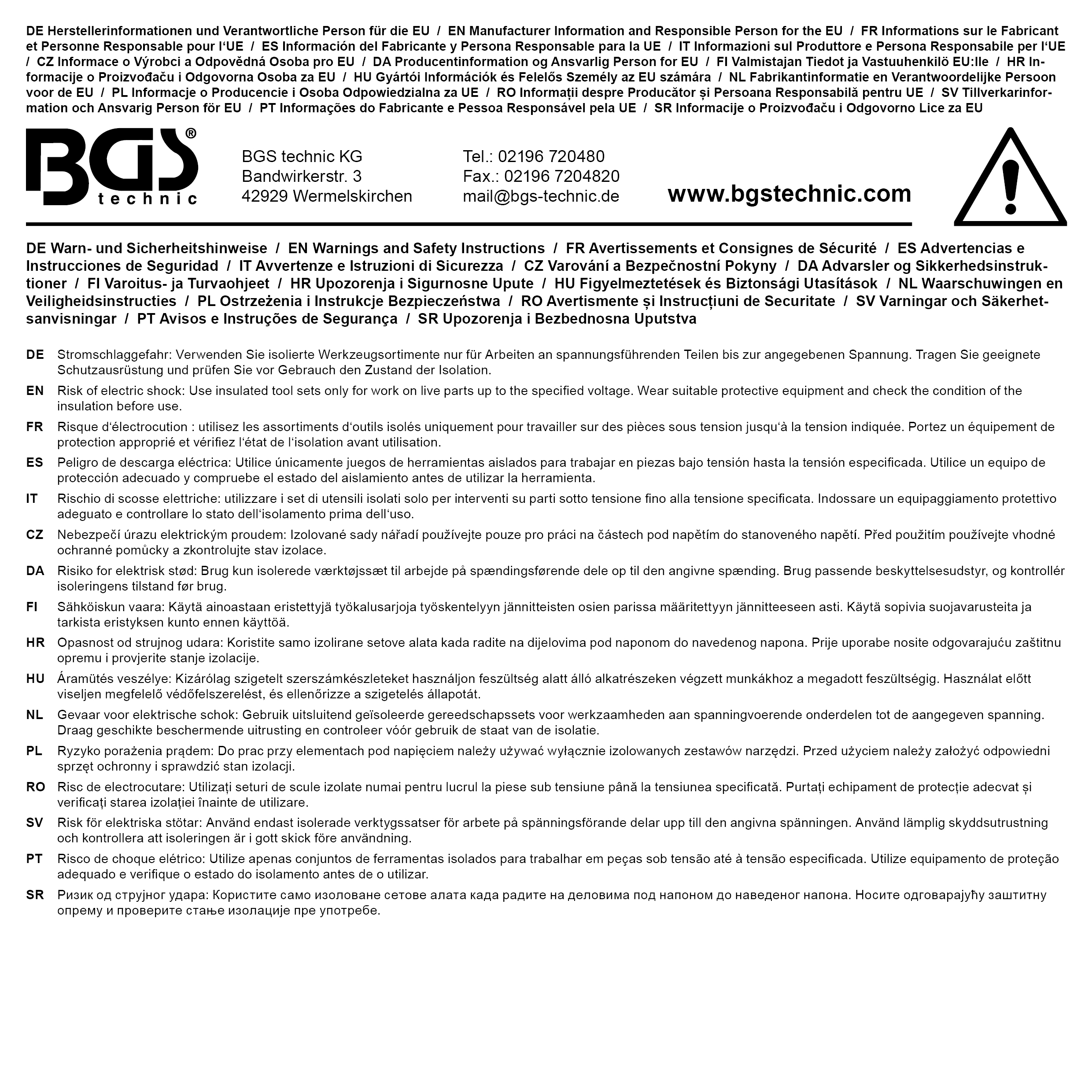 BGS VDE-Steckschlüssel- und Bit-Einsatz-Satz | Antrieb Innenvierkant 10 mm (3/8") | 19-tlg.