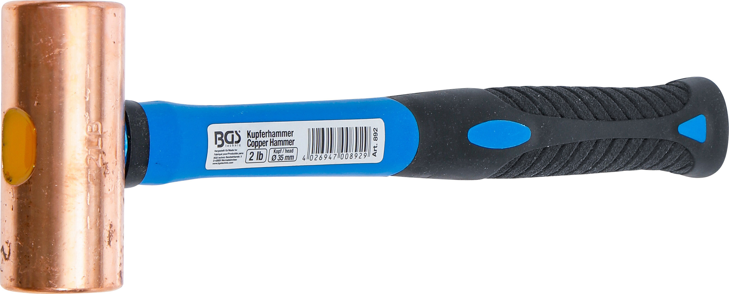 BGS Kupferhammer | Fiberglasstiel | Ø 35 mm | 907 g (2 lb) - Kopf