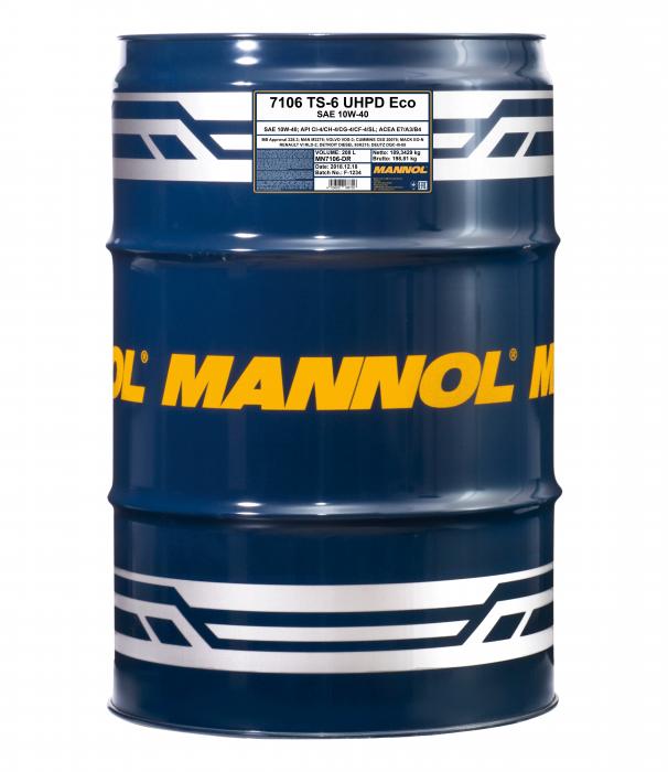 10W-40 Mannol 7106 TS-6 UHPD Eco LKW Motoröl 208 Liter