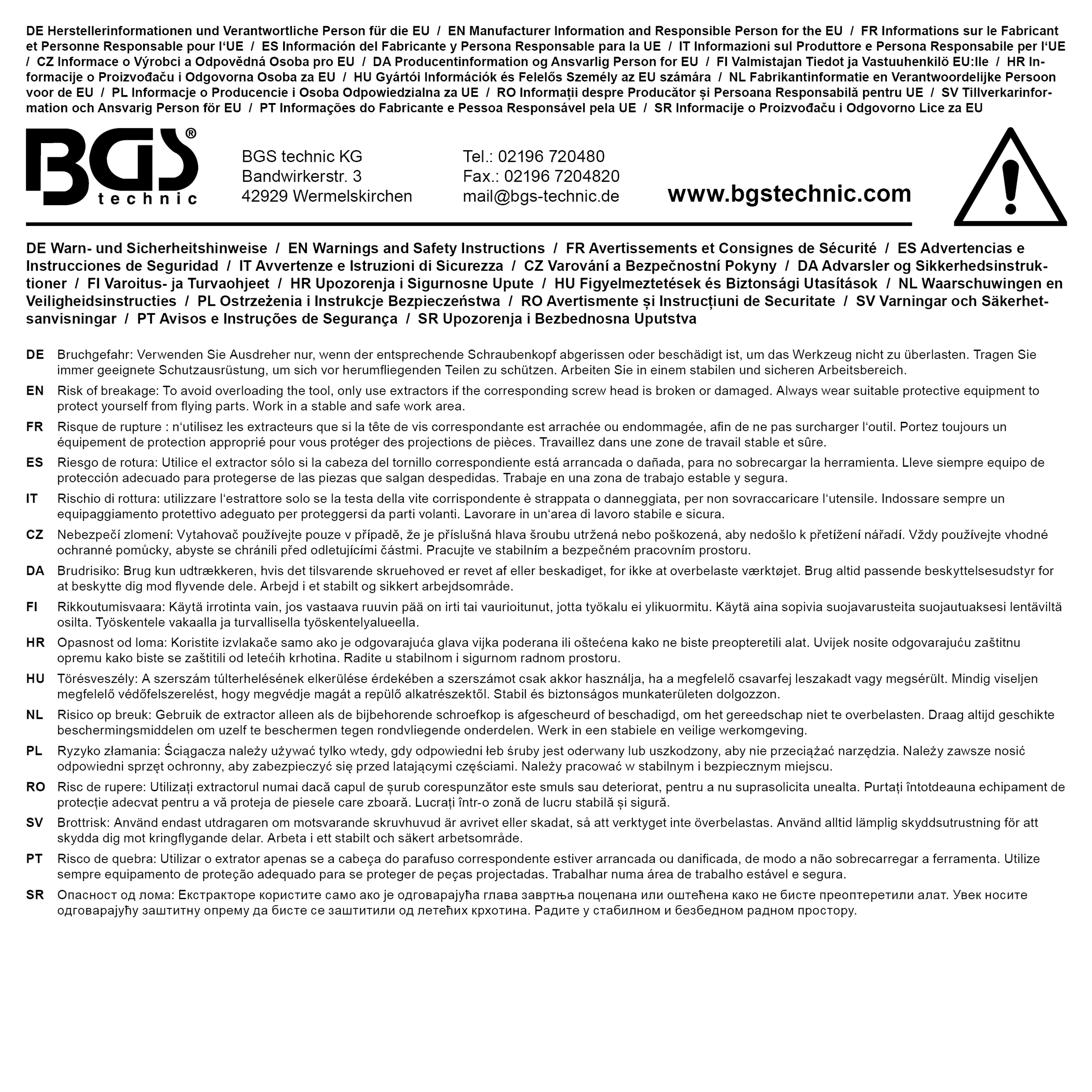 BGS Schraubenausdreher | Antrieb Innenvierkant 12,5 mm (1/2") | für defekten Innensechskant 8 mm