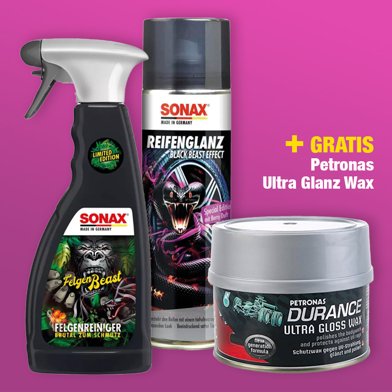 Sonax FelgenBeast + ReifenBeast Super DEAL + Petronas Ultra Gloss Wax GRATIS