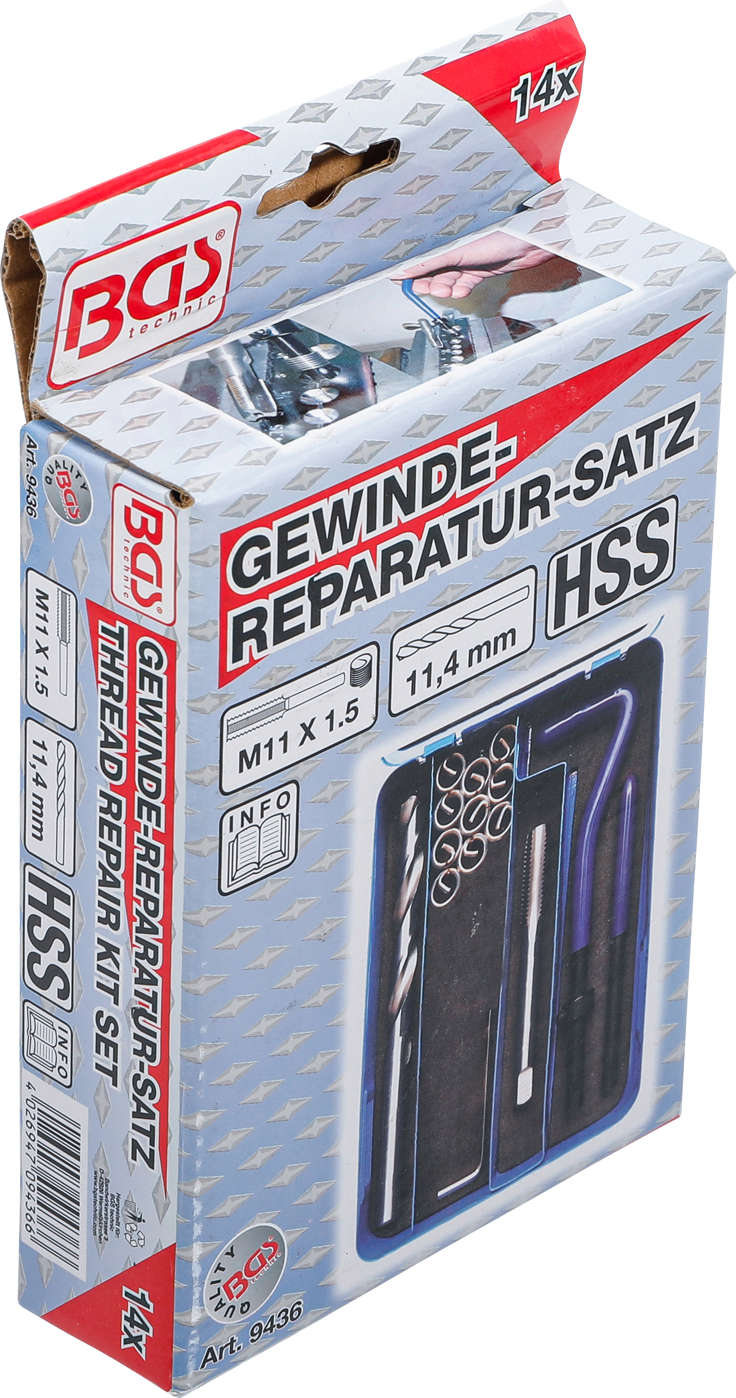BGS Gewinde-Reparatursatz | M11 x 1.5 | 14-tlg. BGS Gewinde-Reparatursatz | M11 x 1.5 | 14-tlg.