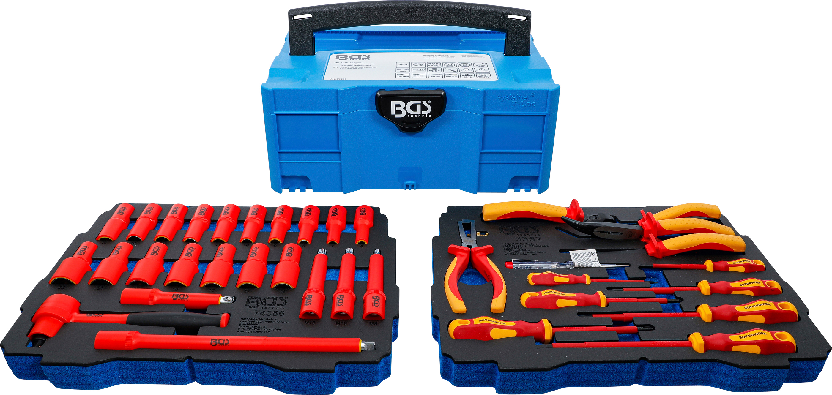 BGS VDE-Zangen- / Schraubendreher- und Steckschlüssel-Satz | BGS systainer® | 36-tlg.