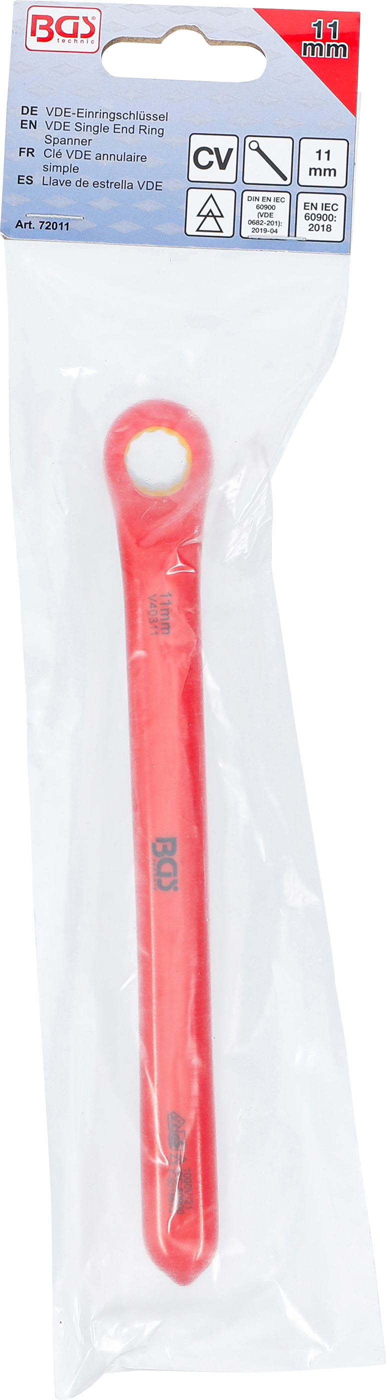 BGS VDE-Einringschlüssel | tief gekröpft | SW 11 mm BGS VDE-Einringschlüssel | tief gekröpft | SW 11 mm