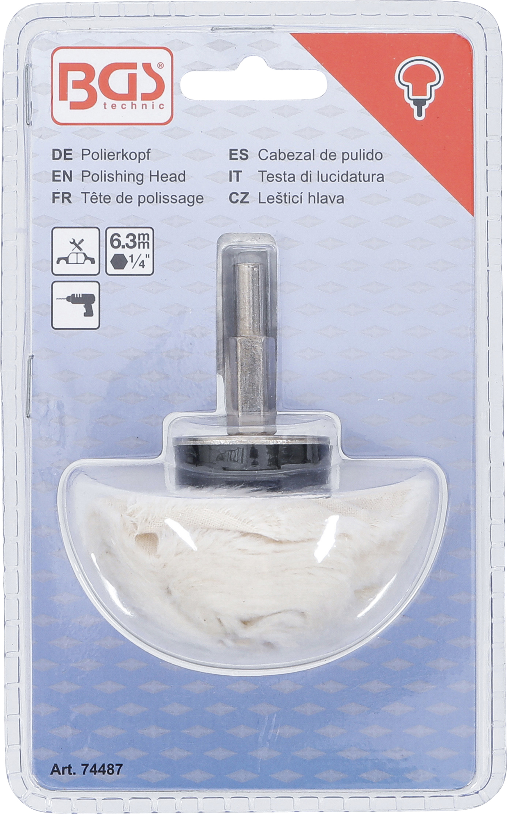 BGS Polierkopf | Pilzform | Antrieb Außensechskant 6,3 mm (1/4")