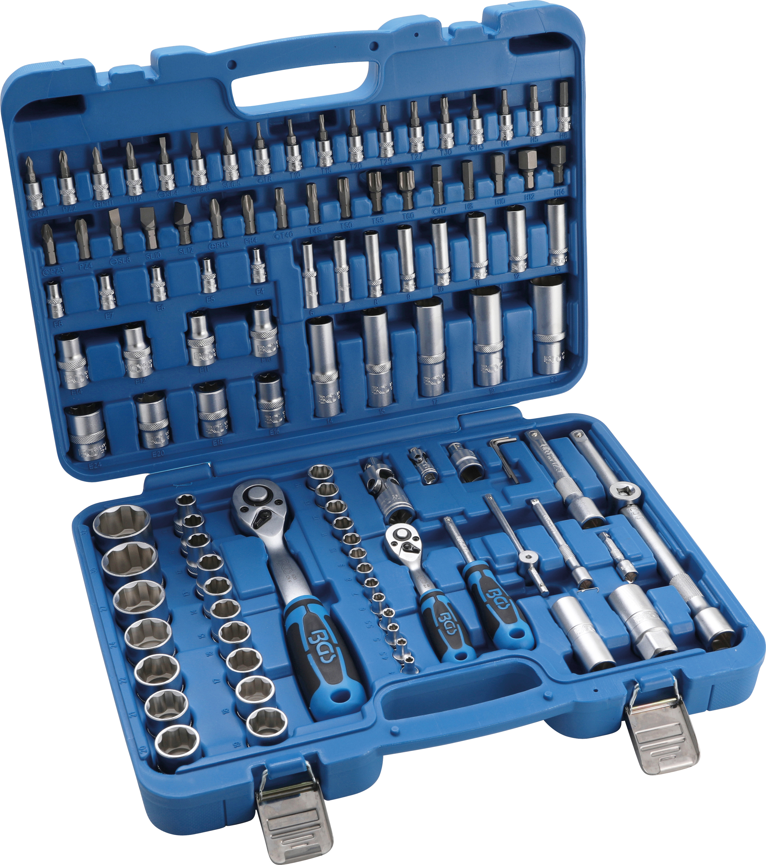 BGS Steckschlüssel-Satz Wellenprofil | Antrieb 6,3 mm (1/4") / 12,5 mm (1/2") | 108-tlg.