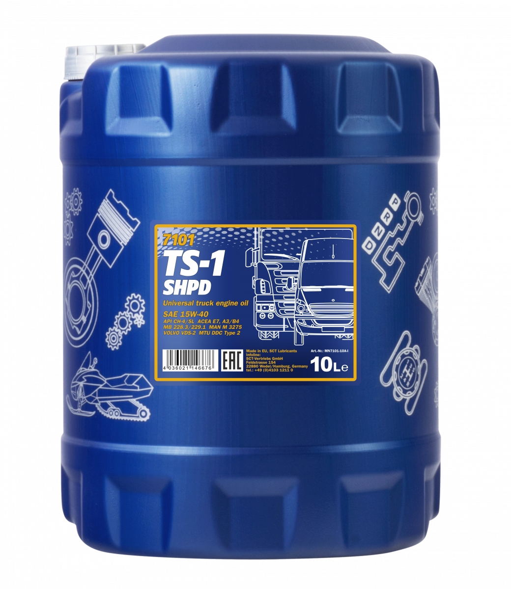 15W-40 Mannol 7101 TS-1 SHPD Motoröl 10 Liter